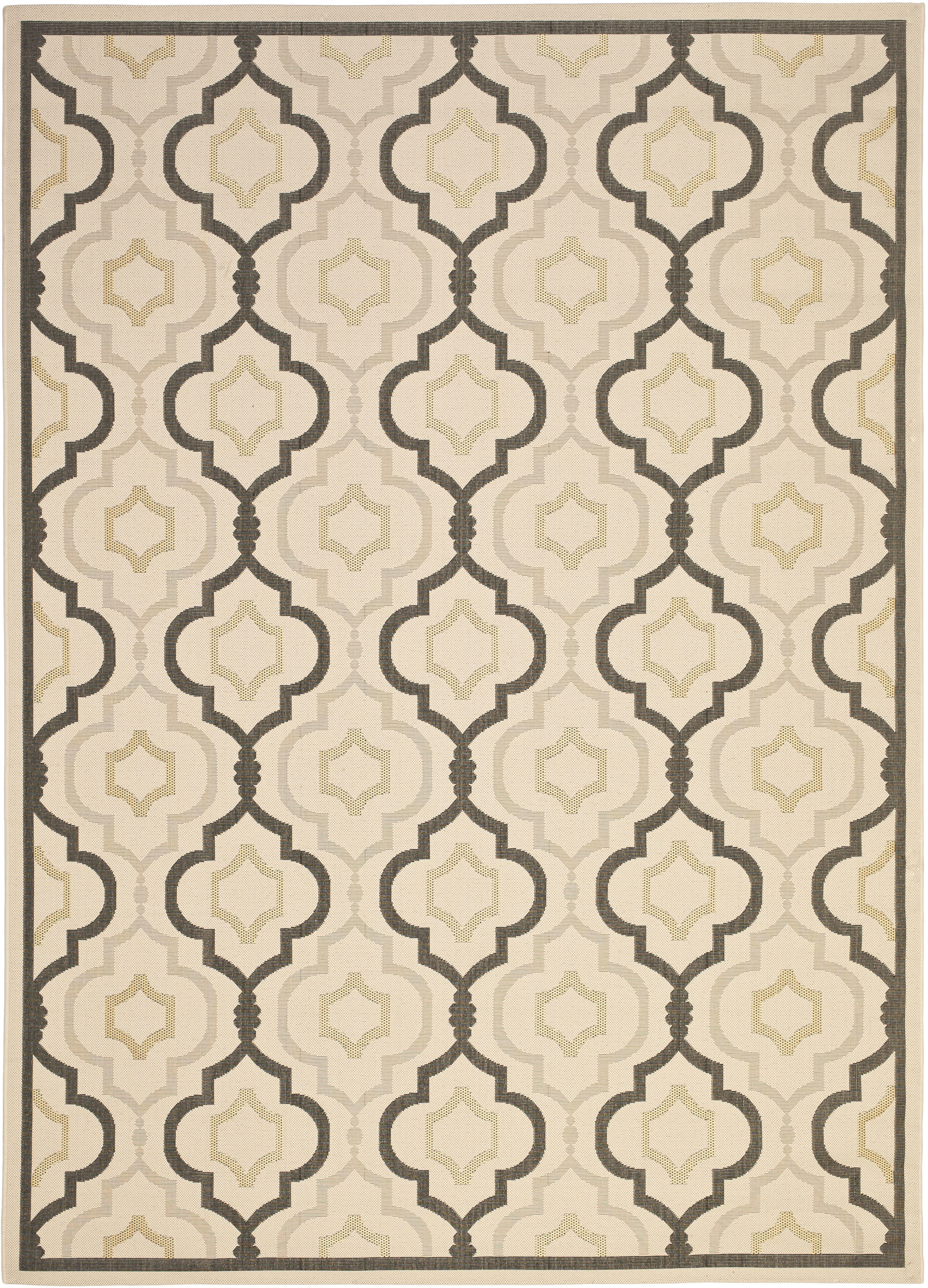 Safavieh CY7938-256A21-8 Courtyard Doubs 8 X 11 (ft) Beige/Black Indoor/Outdoor Abstract Coastal Area Rug