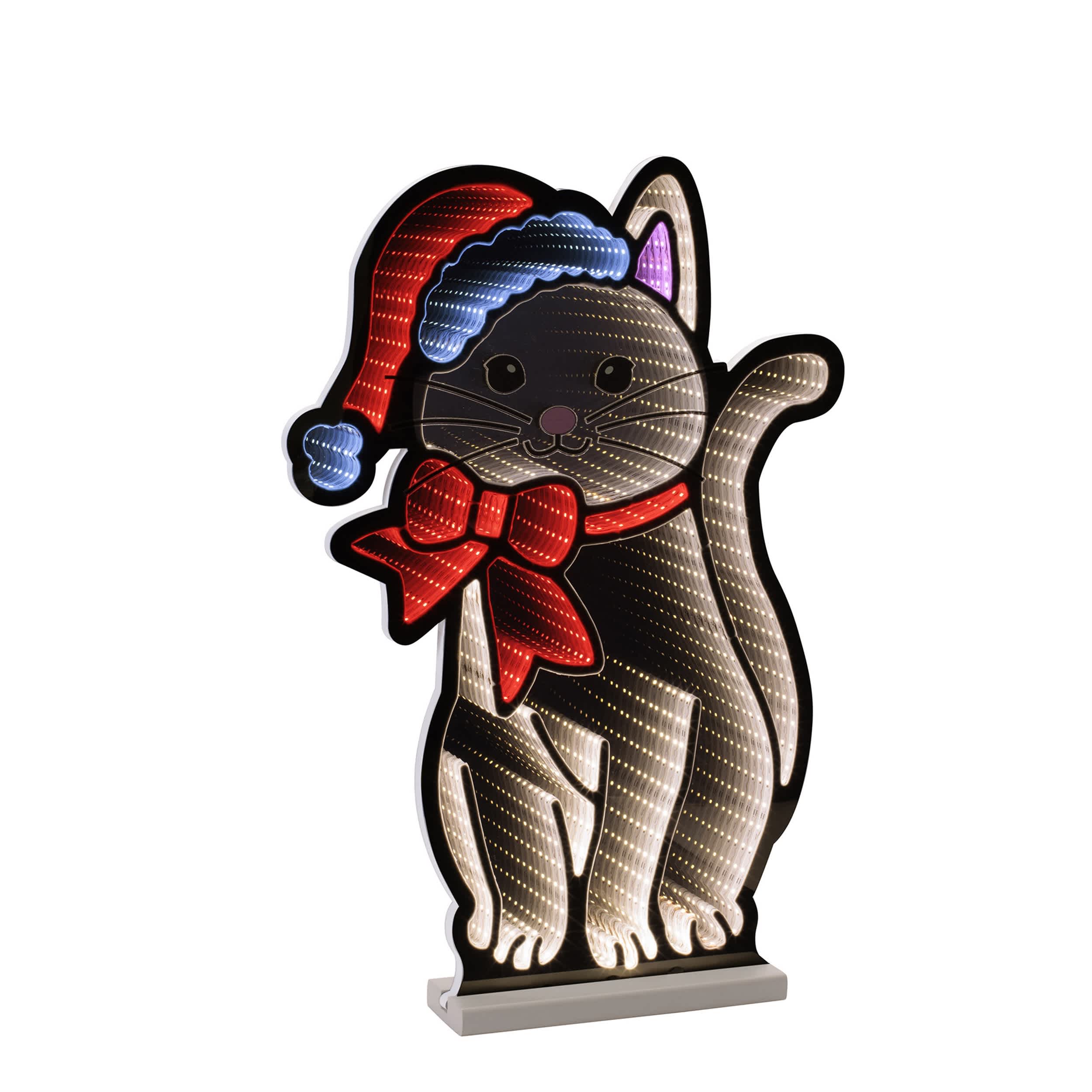 Melrose International Cat with Santa Hat and Bow Ekkolight 23.5 IN H