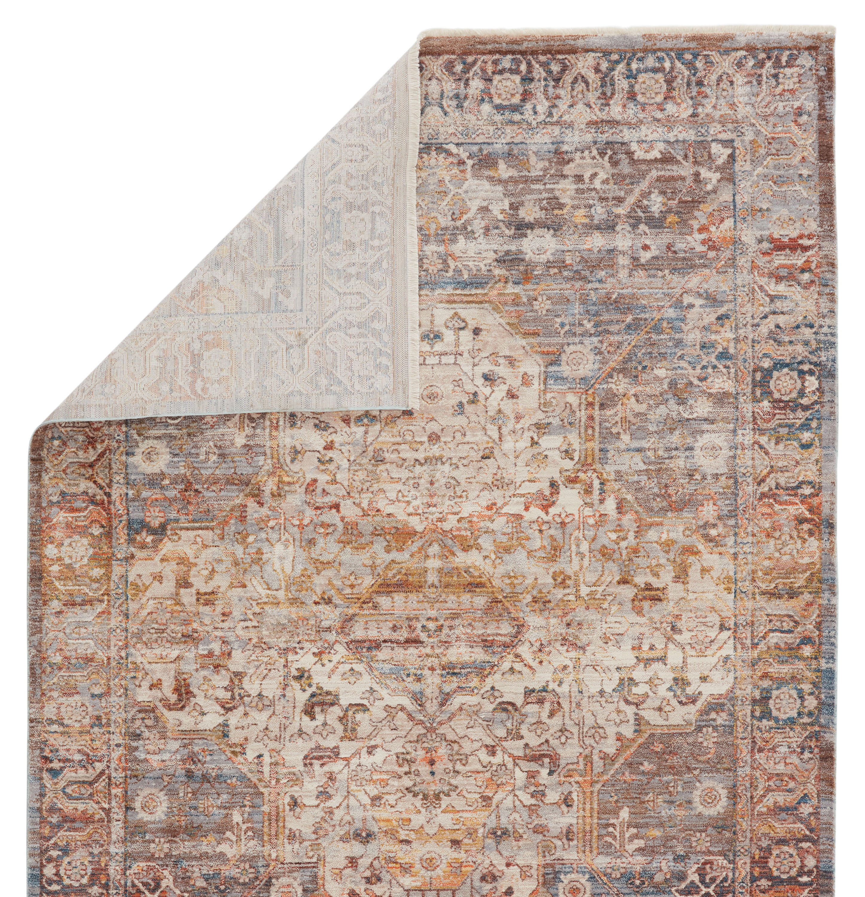 Reversible Clarimond Blue Medallion Synthetic Area Rug