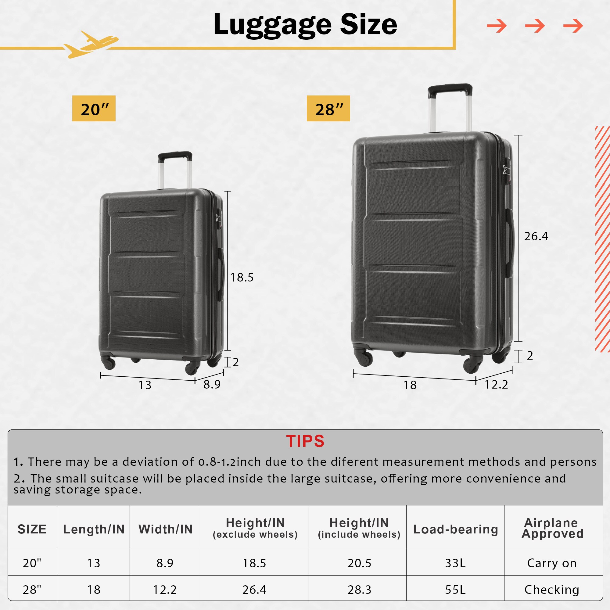 SINOFURN SYD9200005GY Luggage-And-Luggage-Sets - View #18