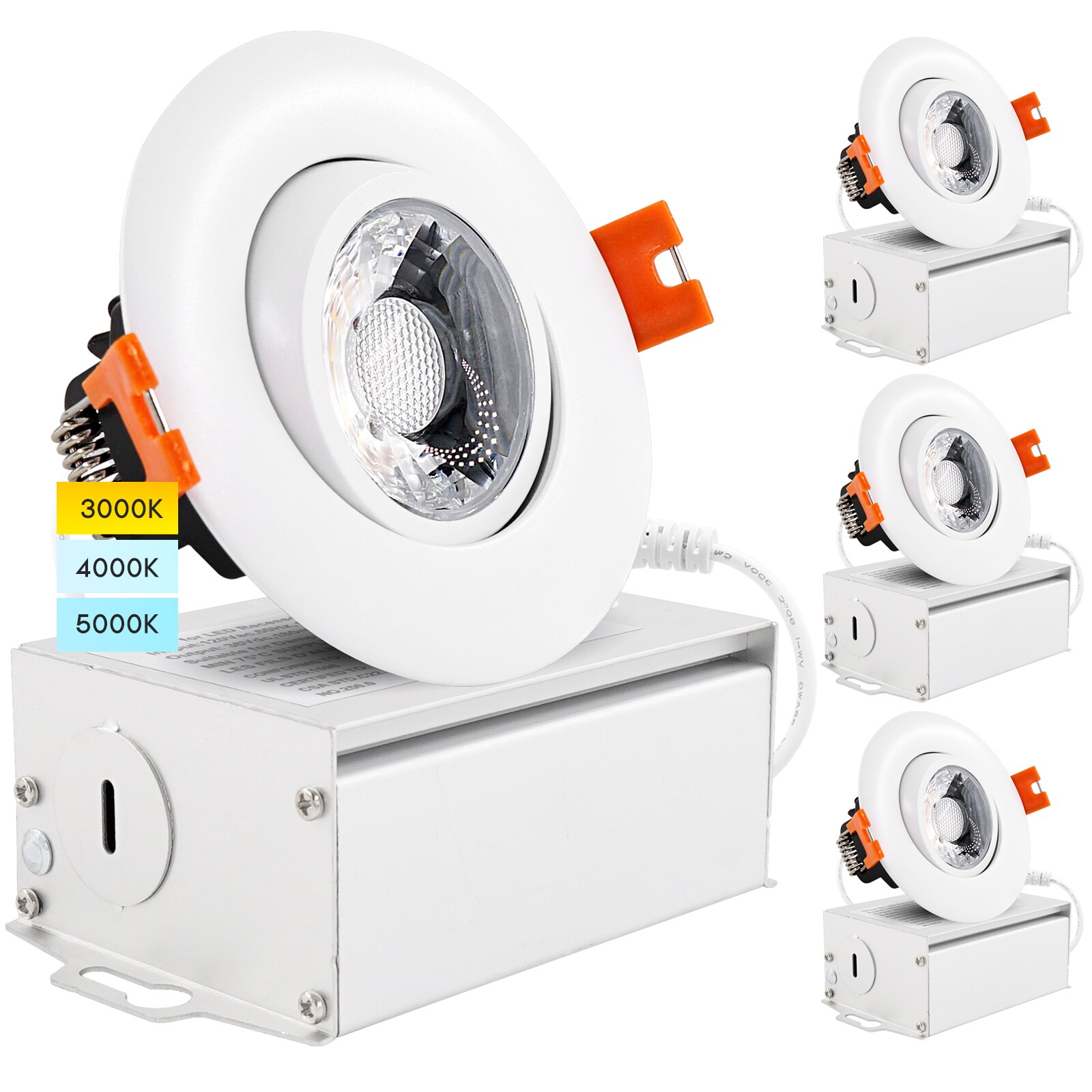 Luxrite LR23246-4PK White 3-in 600-Lumen Switchable Round Dimmable LED Canless Recessed Downlight (4-Pack)