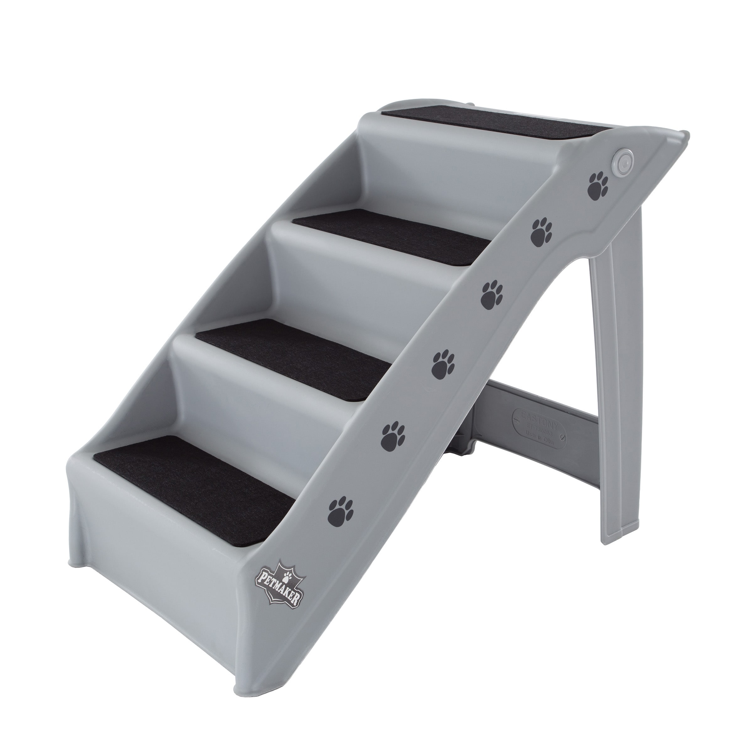PETMAKER  4-Step Dog Stairs - Small Pet Steps for Home or Travel (Gray)