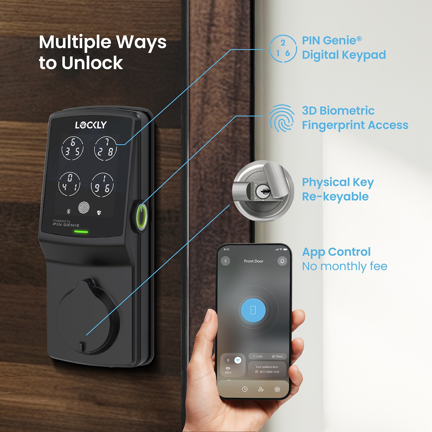 Lockly PGD728W-MB Electronic-Door-Locks - View #2
