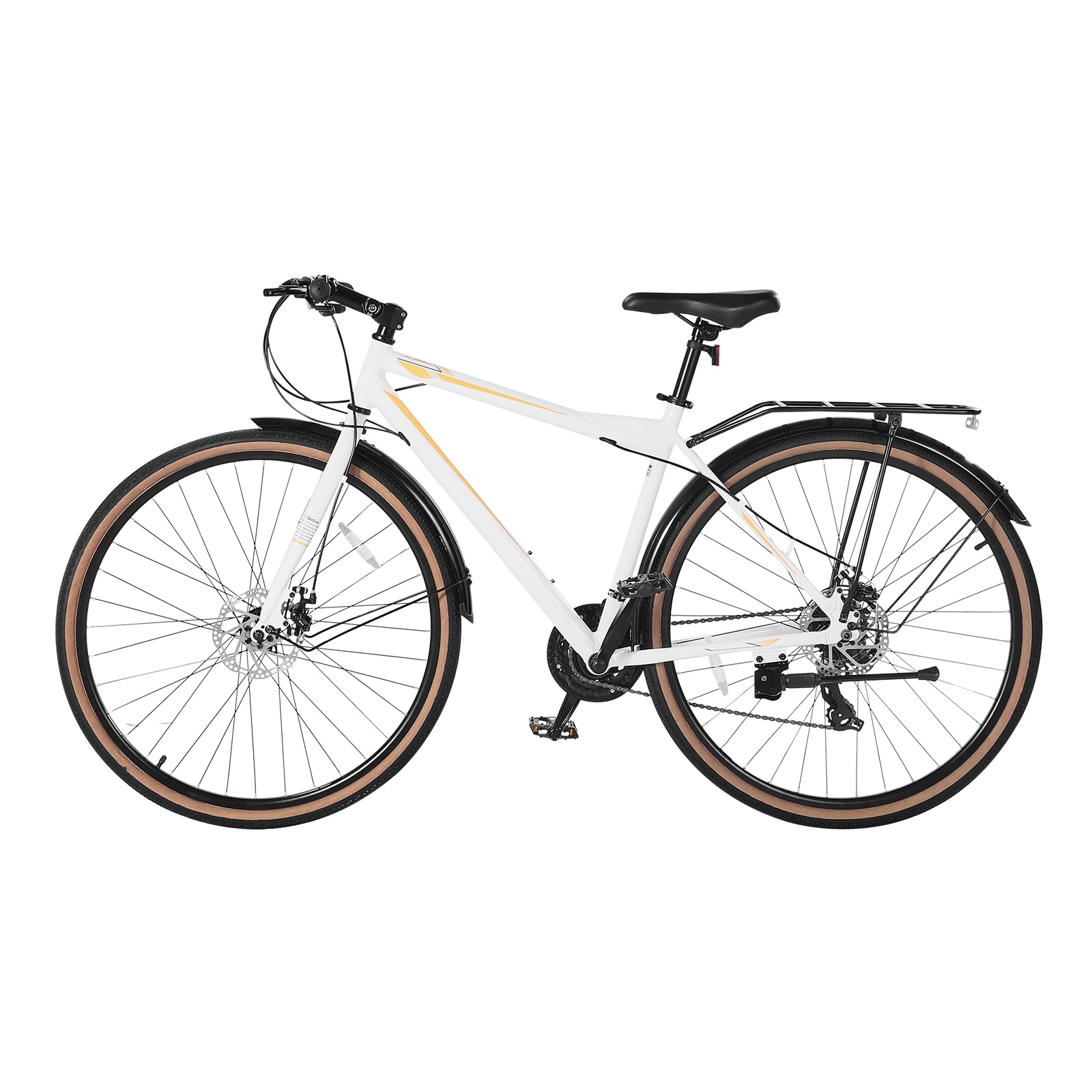 VEVOR Hybrid Bike Lightweight Aluminum Frame Bike 700c Wheel Men Women Hybrid Bicycle Step-Over Adult Urban City Commuter Bikes with 24-Speed Shimano Drivetrain Alloy Adjustable Stem Dual Brakes