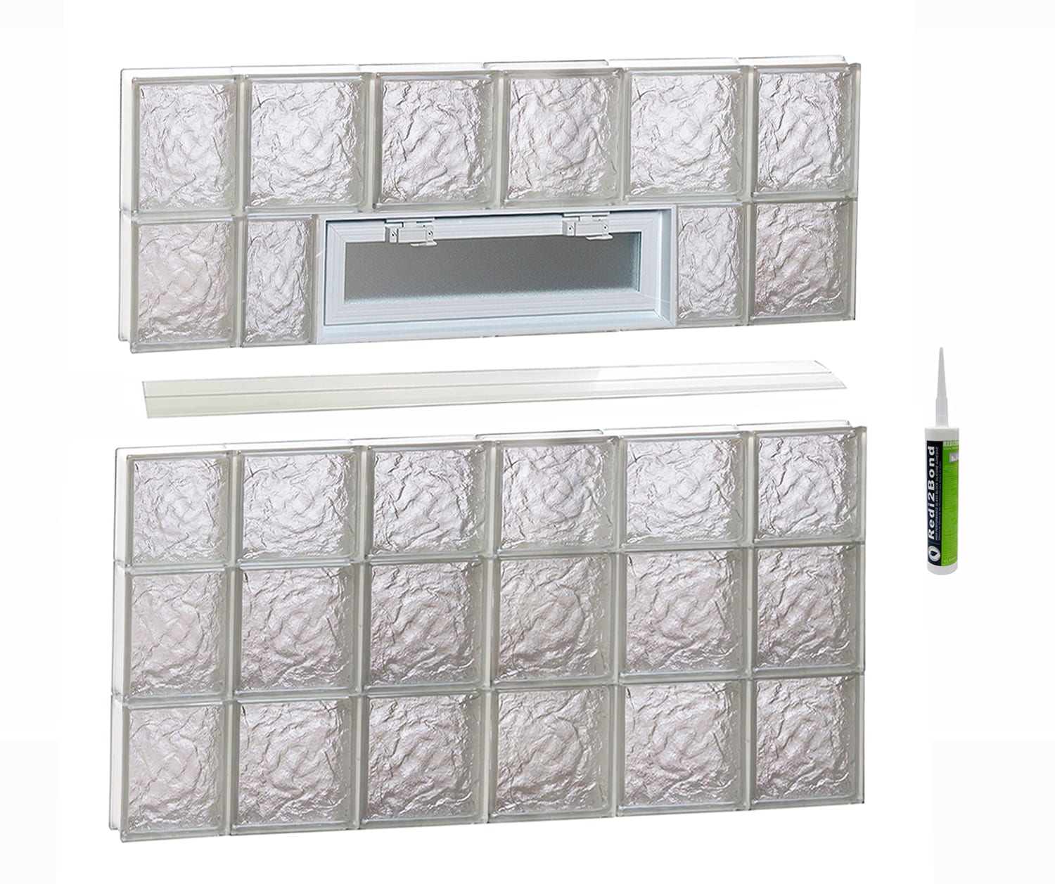 REDI2SET V4438IS Ice Glass 42-1/2-in x 36-3/4-in Frameless Replacement Vented Glass Block Window