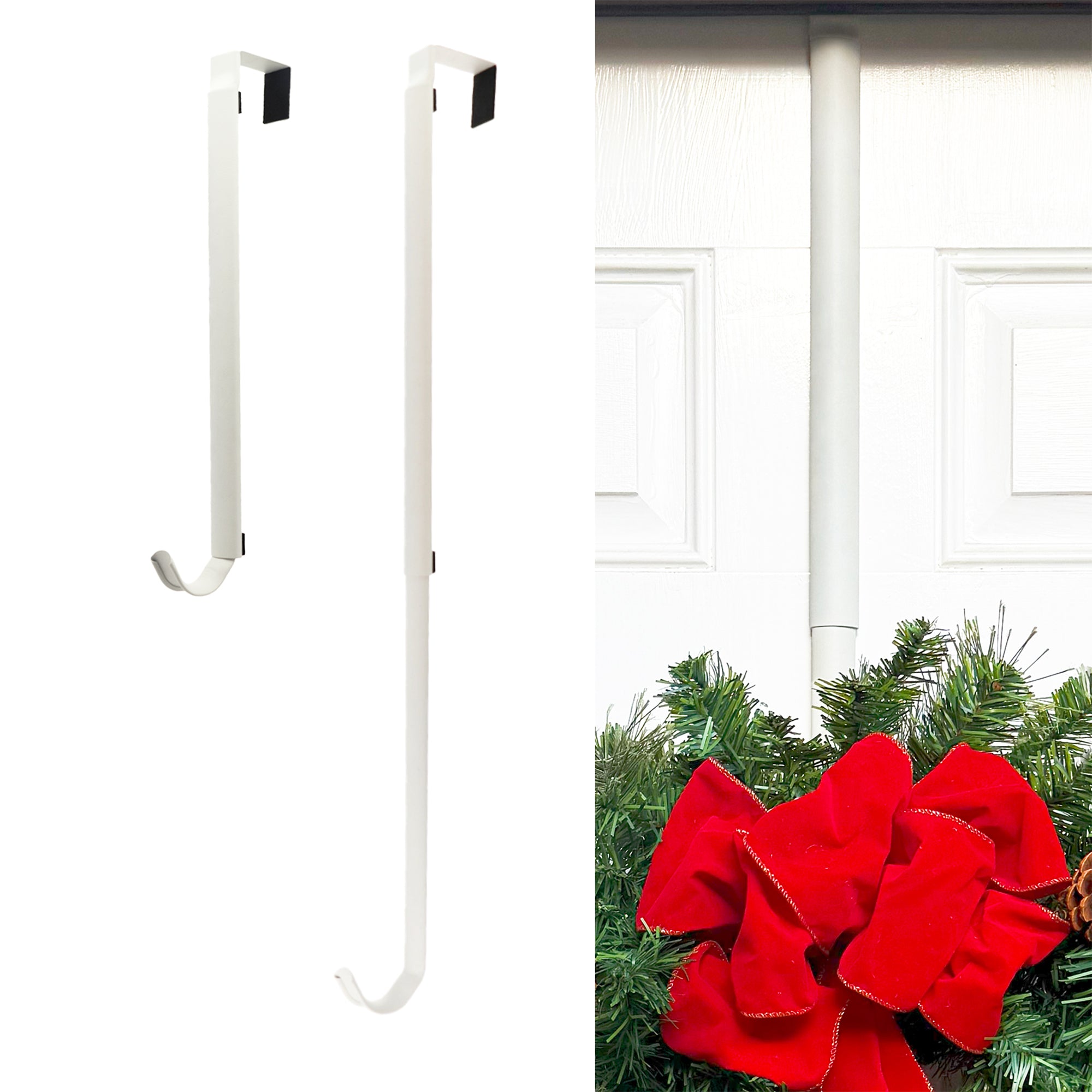 Haute Decor Premium Adjustable Length Wreath Hanger 30 Pound Capacity - White