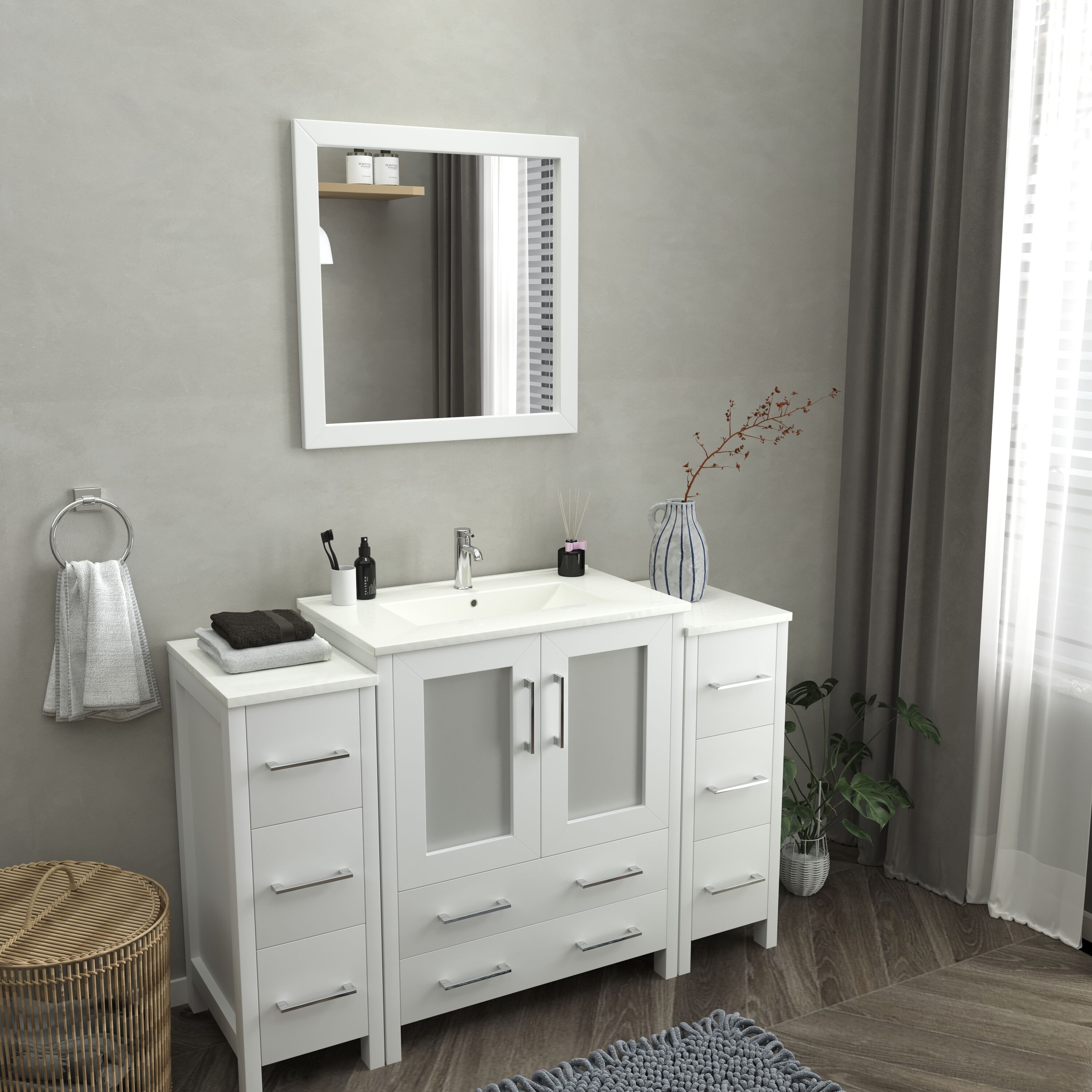 Vanity Art Brescia 54-in White Undermount Single Sink Bathroom Vanity ...