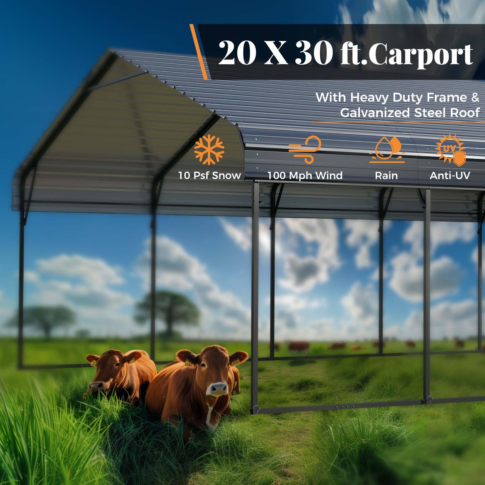 Sunshine Valley GA229-2030 Carport-Covers - View #4