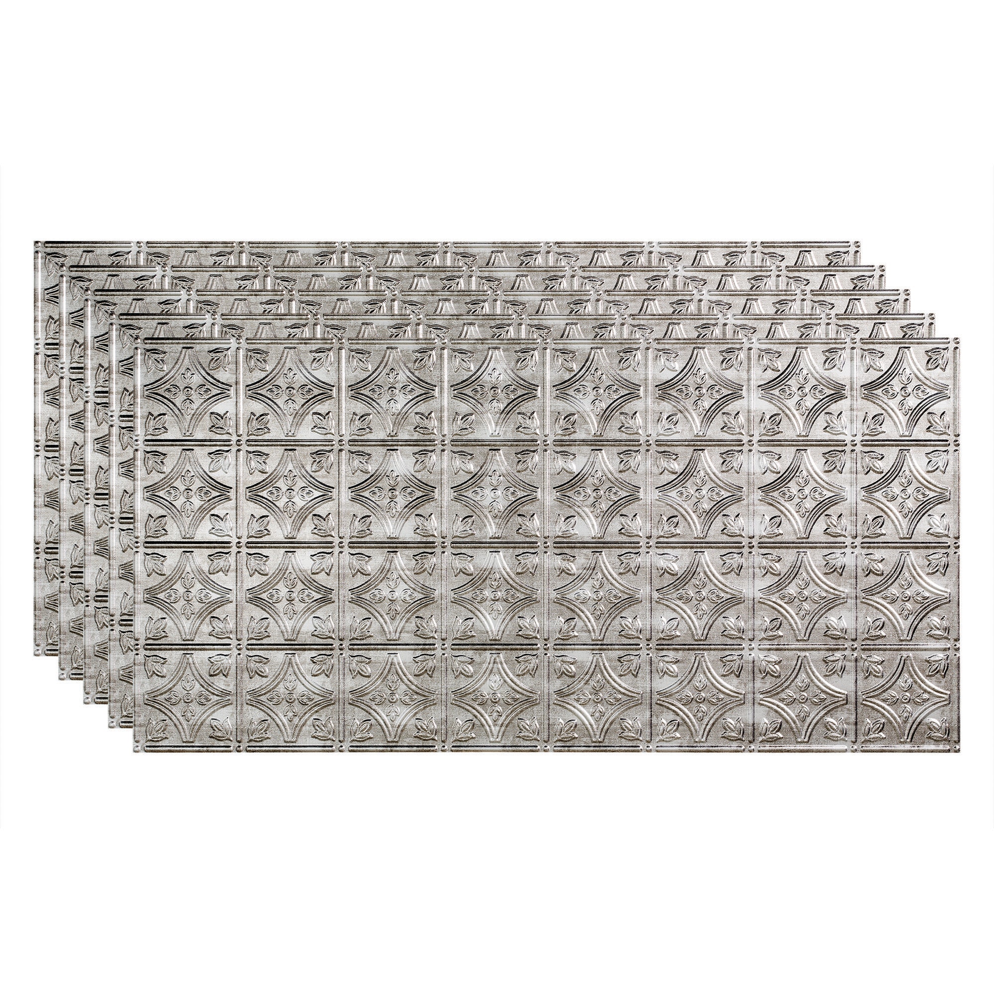 Fasade PG5021 4-ft x 2-ft Traditional 1 Crosshatch Silver PVC Surface-mount Ceiling Tile ( 5 -Pack, 40-Sq. Feet / Case )