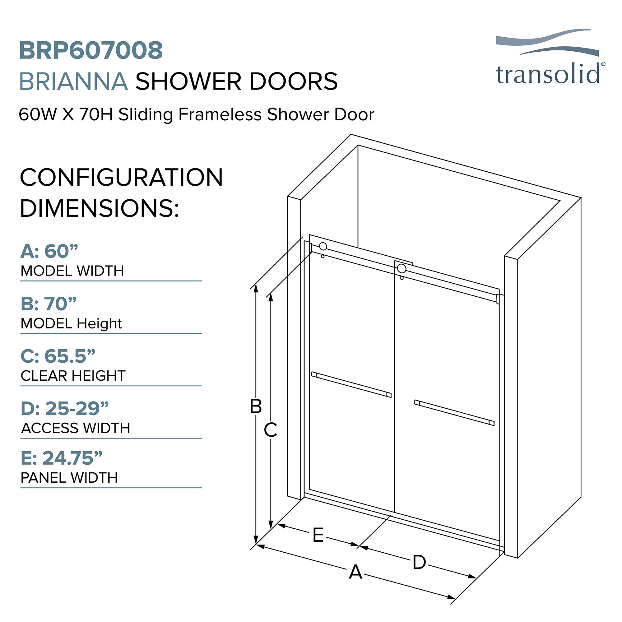 Transolid BRP607008C-J-PC Shower-Doors - View #4