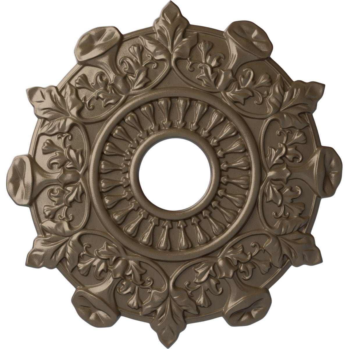 Ekena Millwork CM17PRWSS Preston 17.5-in W x 17.5-in L Painted Warm Silver Polyurethane Whole Ceiling Medallion