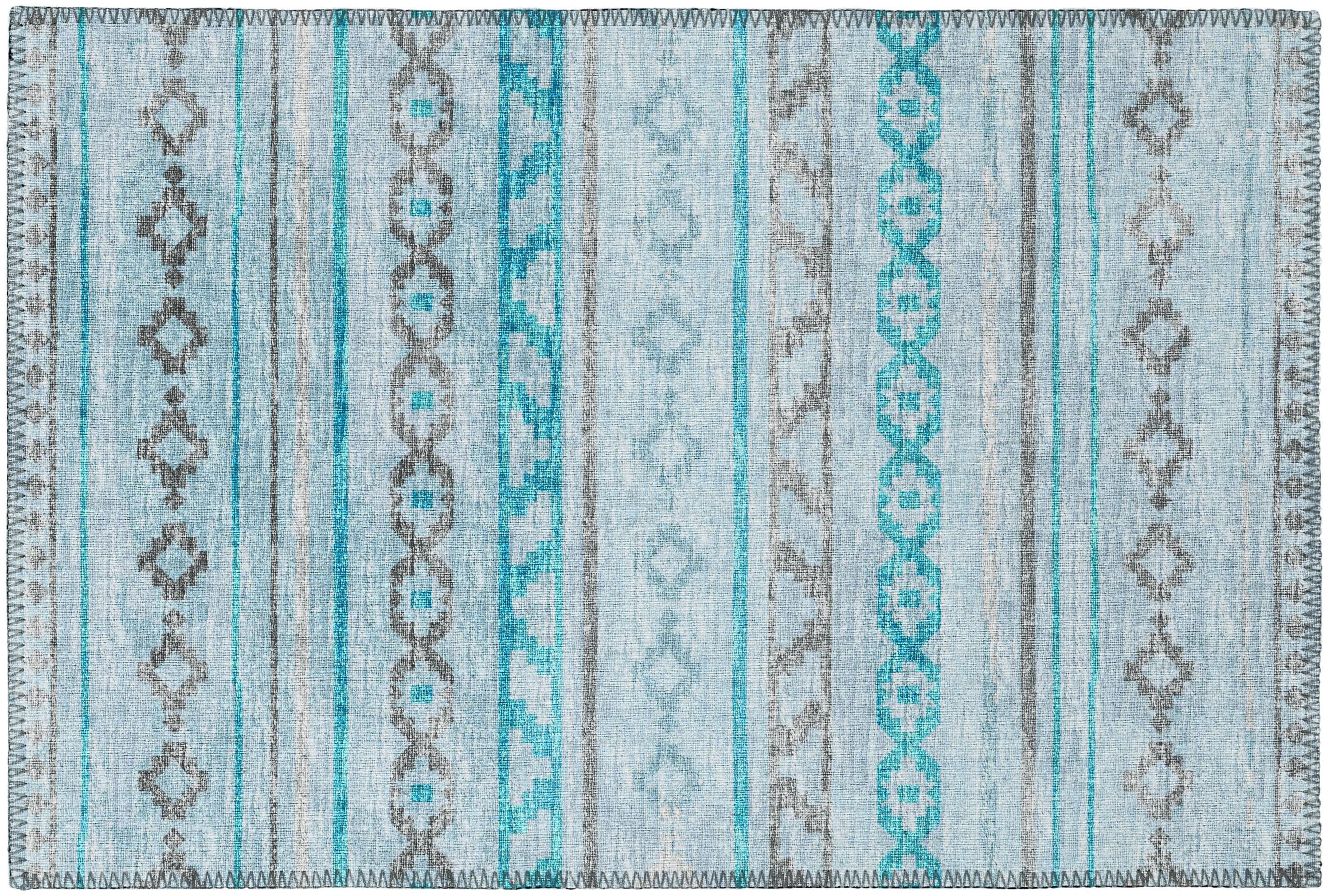 Addison Rugs AYU40TU20X30 Yuma 2 x 3 (ft) Chenille Turquoise Rectangular Indoor/Outdoor Geometric Southwestern Machine washable Throw rug