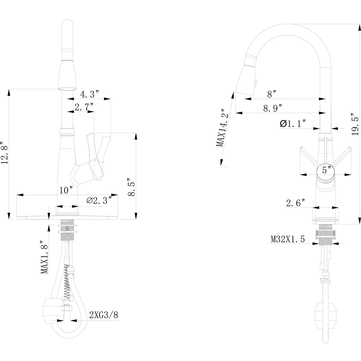 WELLFOR WB-H#RB0798 Kitchen-Faucets - View #2