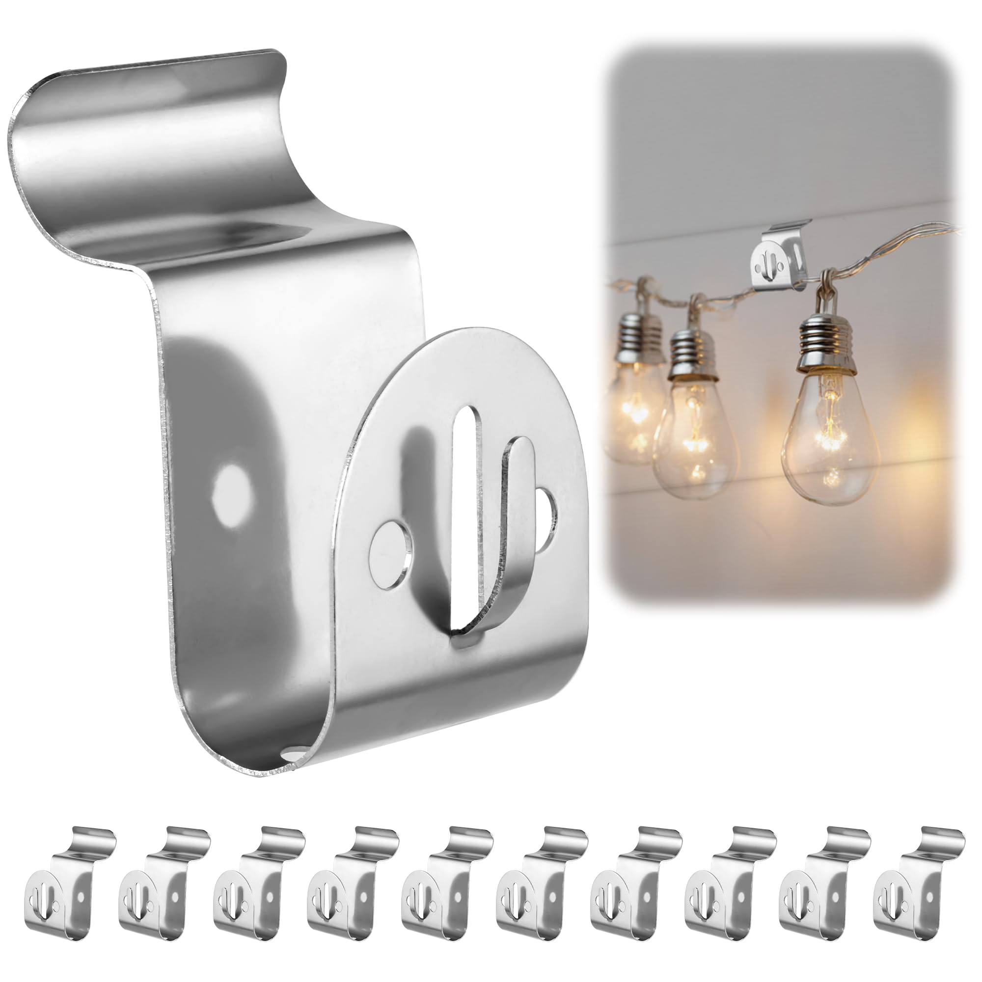 Vrbgify  Heavy Duty Stainless Steel Vinyl Siding Hooks Double Clip Design No Hole Needed Holds Up to 20 lbs for Hanging Lights Wreaths Outdoor