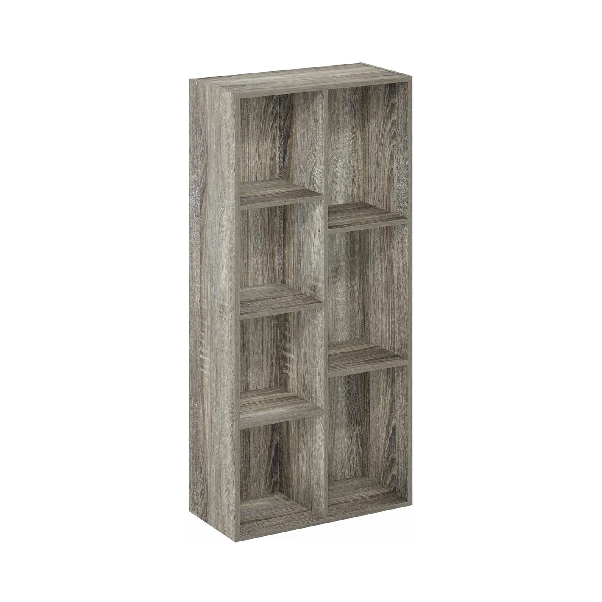 HomLux 11048GYW-A Luder 7 Cube Bookcase Reversible Open Shelf Multi-Functional Storage Organizer Wood for Living Room Bedroom Office in French Oak Grey