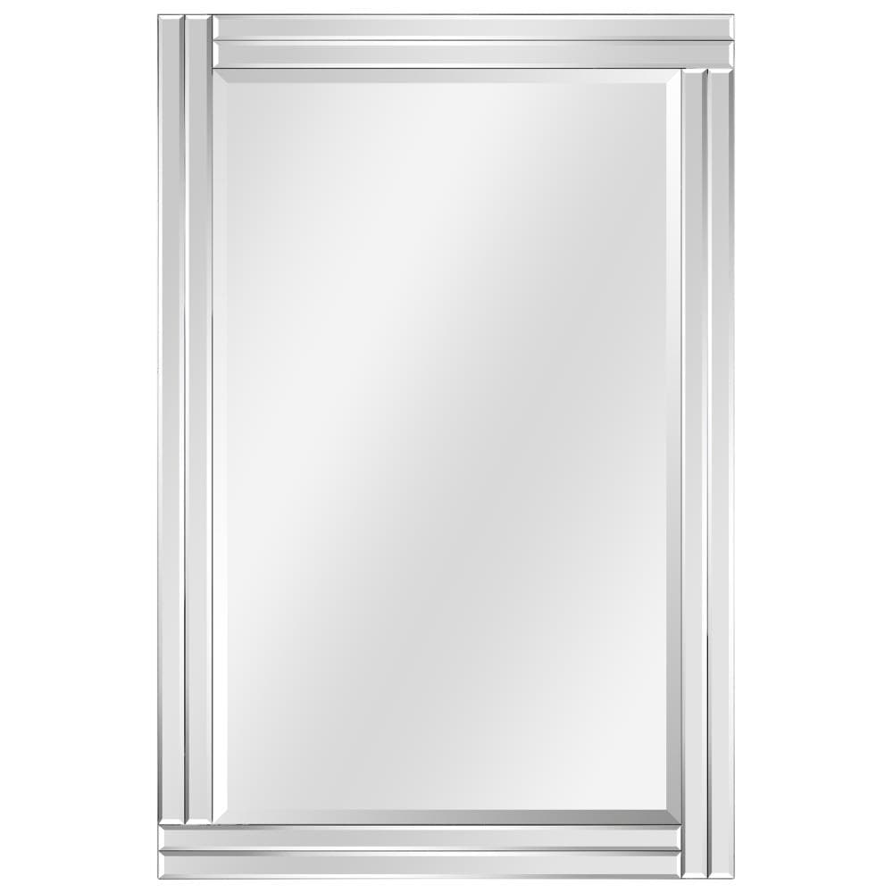 Modern Solid Wood Frame Rectangular Wall Mirror, 24" x 36", Clear Bevel