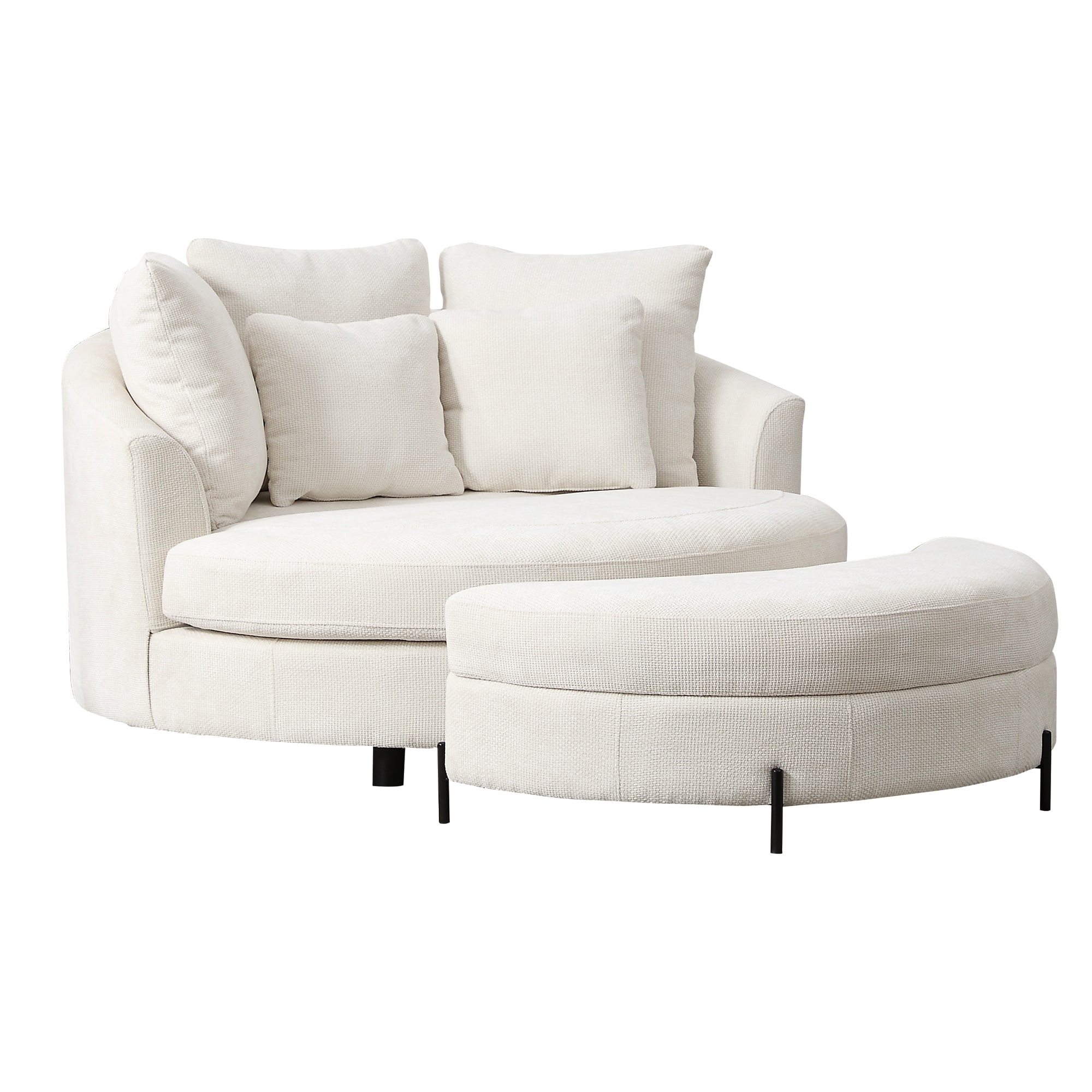 Hrinhom HC-W1105-BEIGE Modern BEIGE Chenille Barrel Chair