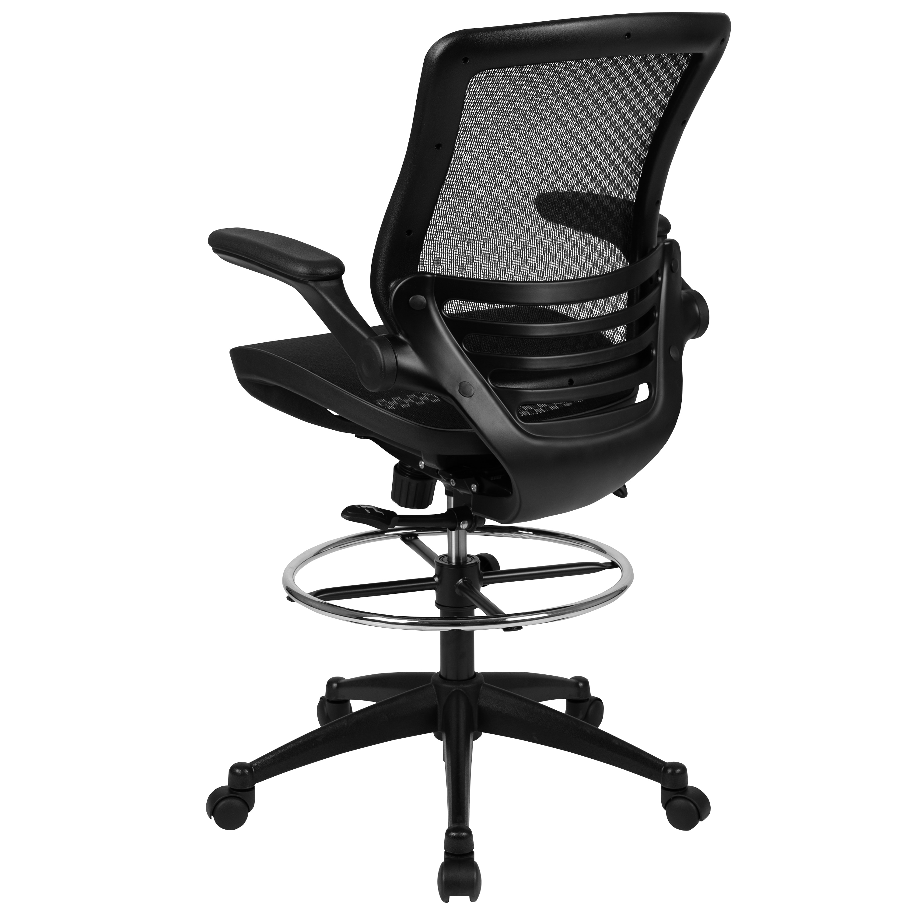 ErgoDraft Plus Black Mesh Drafting Chair with Adjustable Arms and Foot Ring