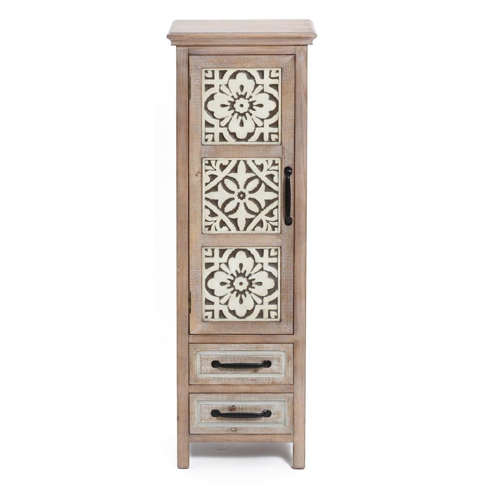 LuxenHome WHIF1819 15.75-in W 2-Door Brown Accent Cabinet
