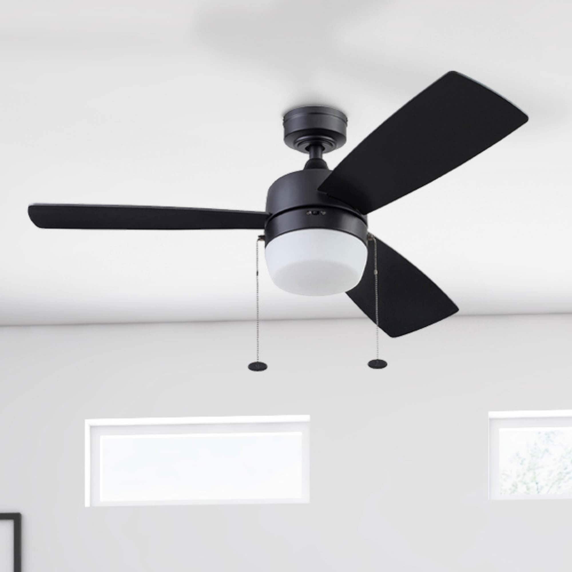 Honeywell 51476-26 Barcadero 44-in Matte Black with Matte Black, Tumbleweed Blades Ceiling Fan With Light ( 3 -Blade )