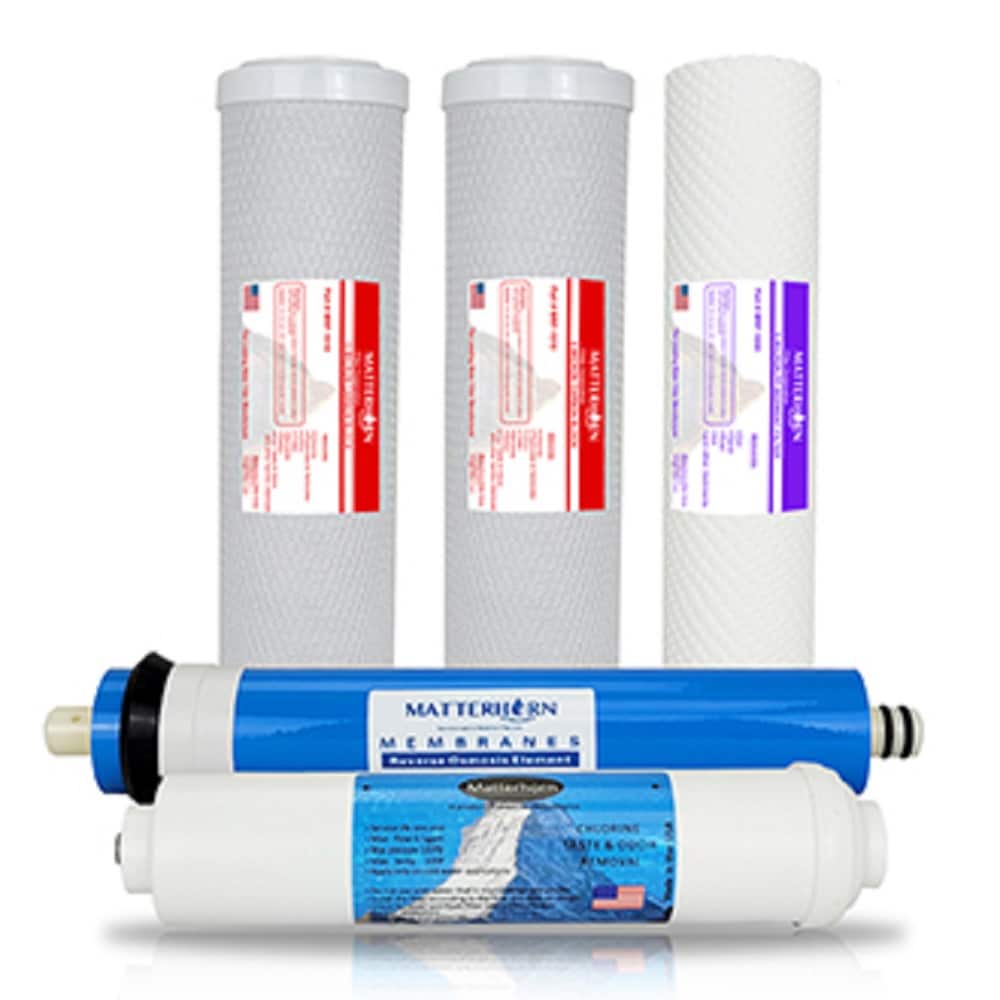 Matterhorn MRF-5100 Replacement Filters for 5-Stage Reverse Osmosis 100 GPD Carbon block Under sink Replacement Filter 5 -Pack