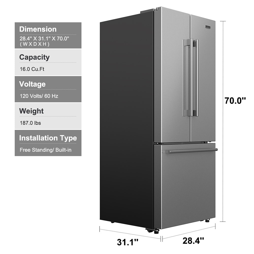  Galanz GLR16FWED08 3 French Door Refrigerator with Bottom  Freezer & Adjustable Thermostat, 16 cu ft, White : Everything Else