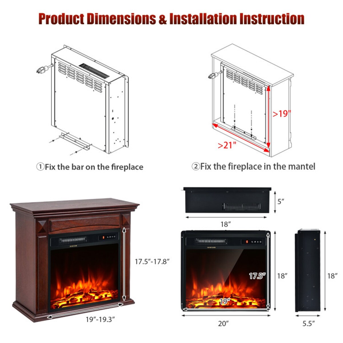 Clihome CL-US-10046 Electric-Fireplaces - View #3