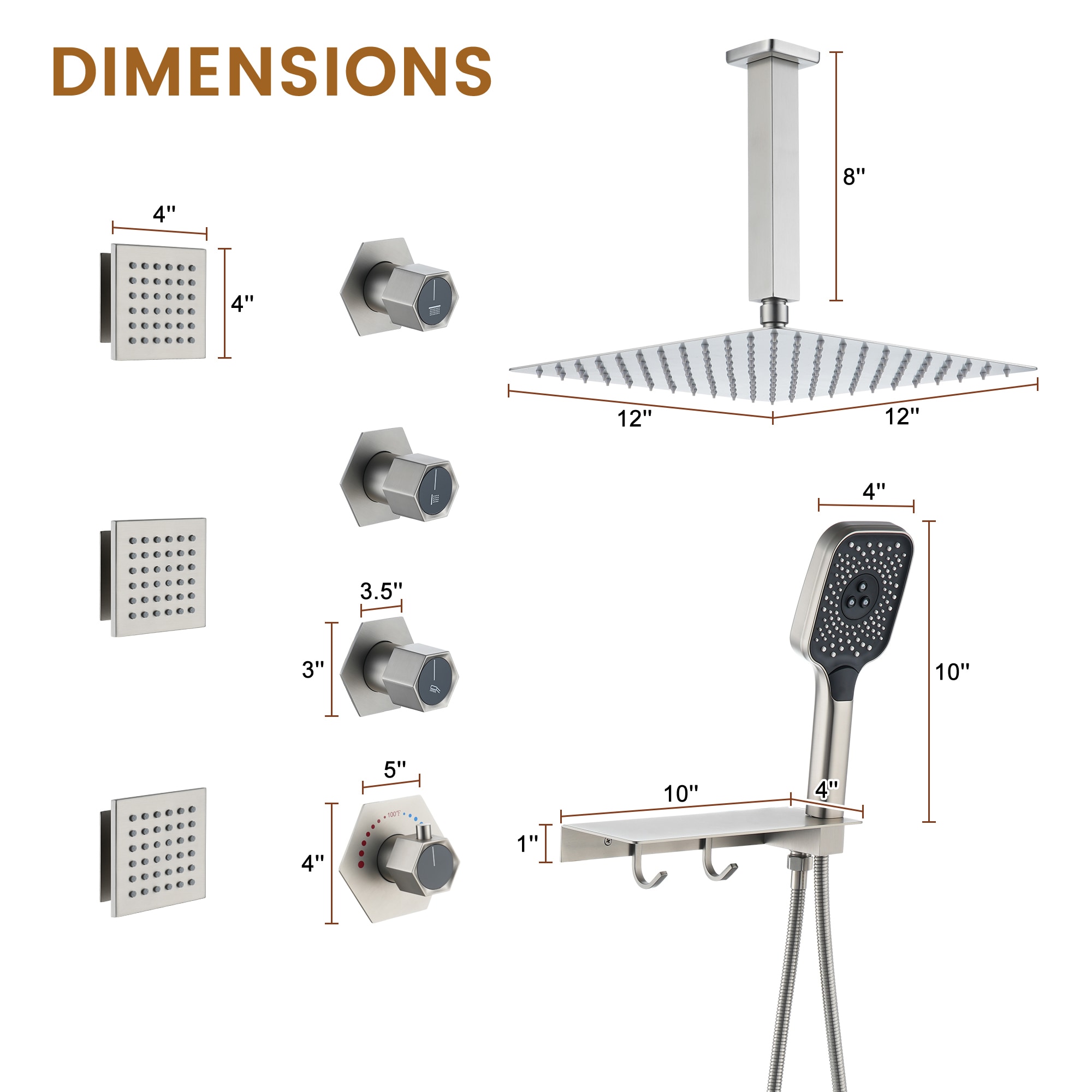 CASAINC MCS181-10BG Showerhead-Bar-Panels - View #10