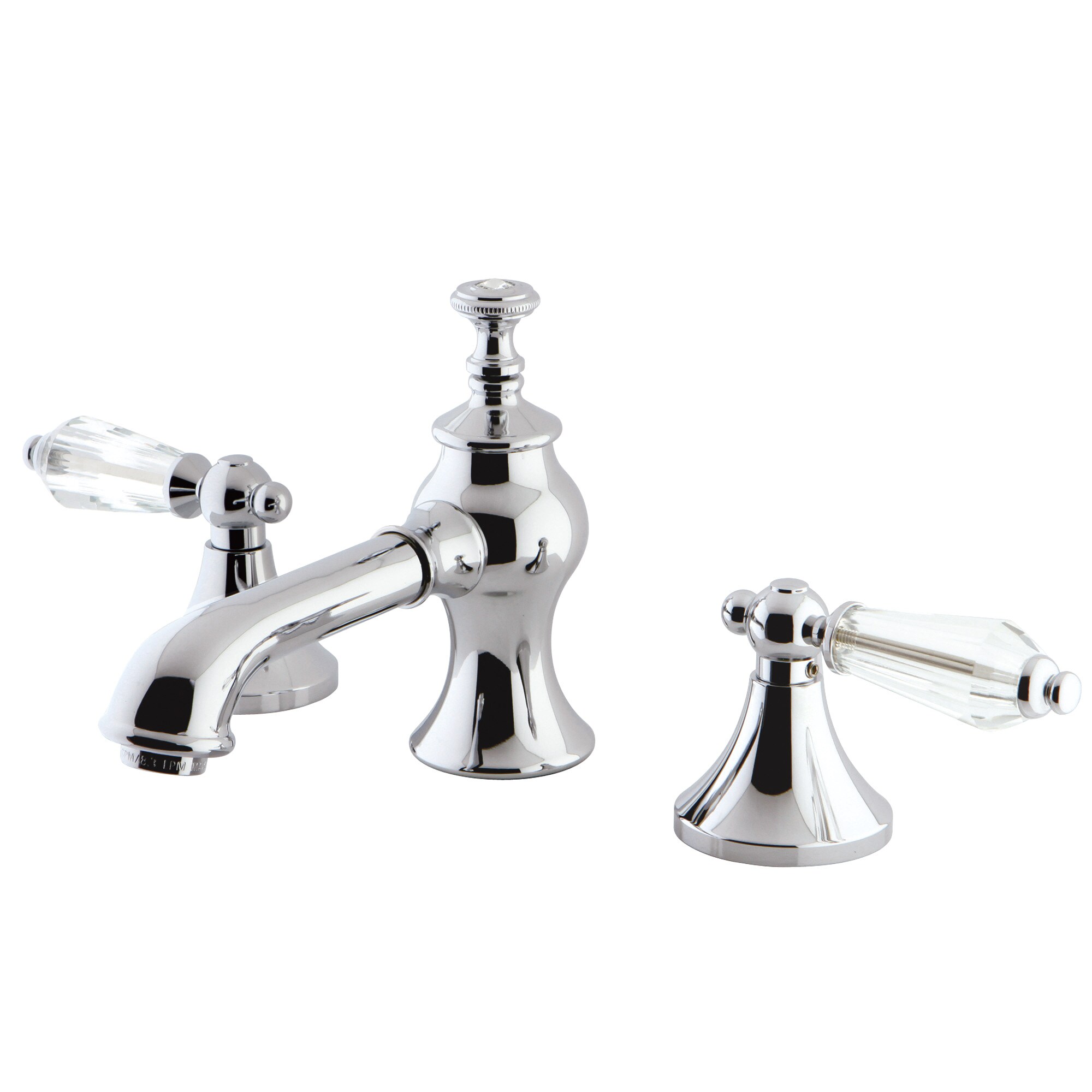 Kingston Brass WLKC7061WLL Wilshire Polished chrome Widespread 2-handle Low-arc Residential Handle Bathroom Sink Faucet with Drain