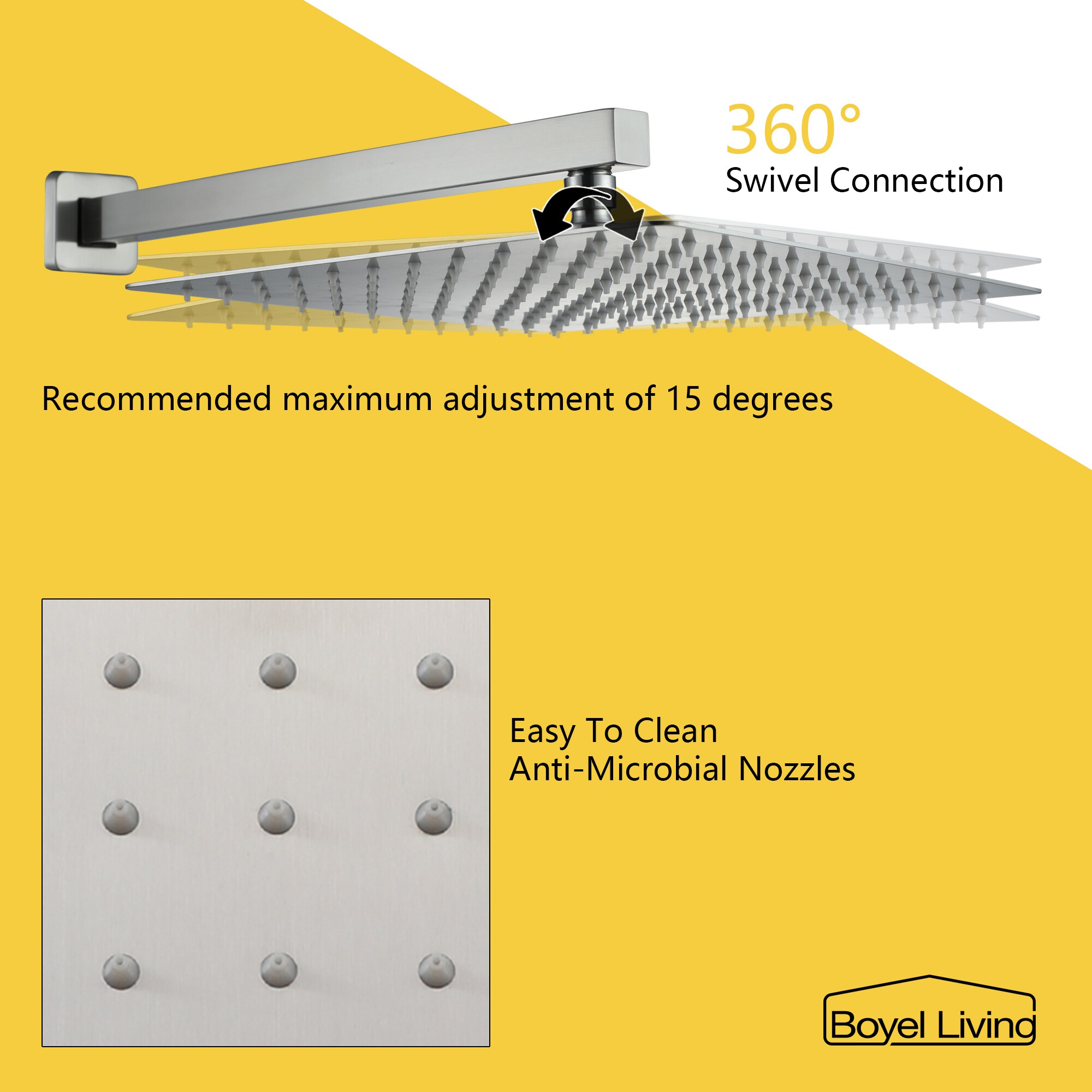 Clihome MS-BL-A3803-2BN Showerhead-Bar-Panels - View #6