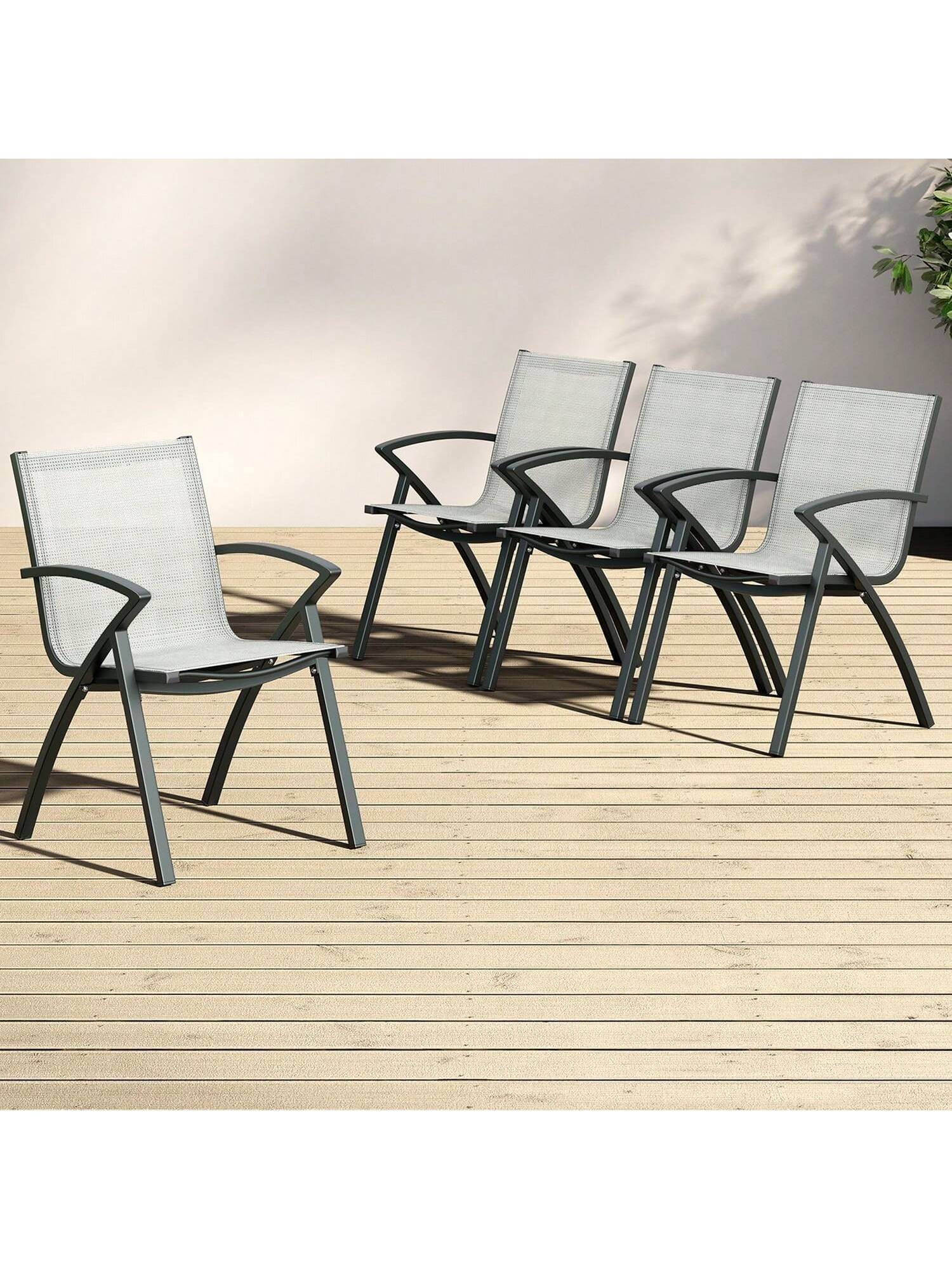 4 Pack Aluminum Outdoor Dining Chairs With Quick Dry Textilene Mesh Ergonomic Support For Patio Poolside and Commercial Use All Weather Rustproof