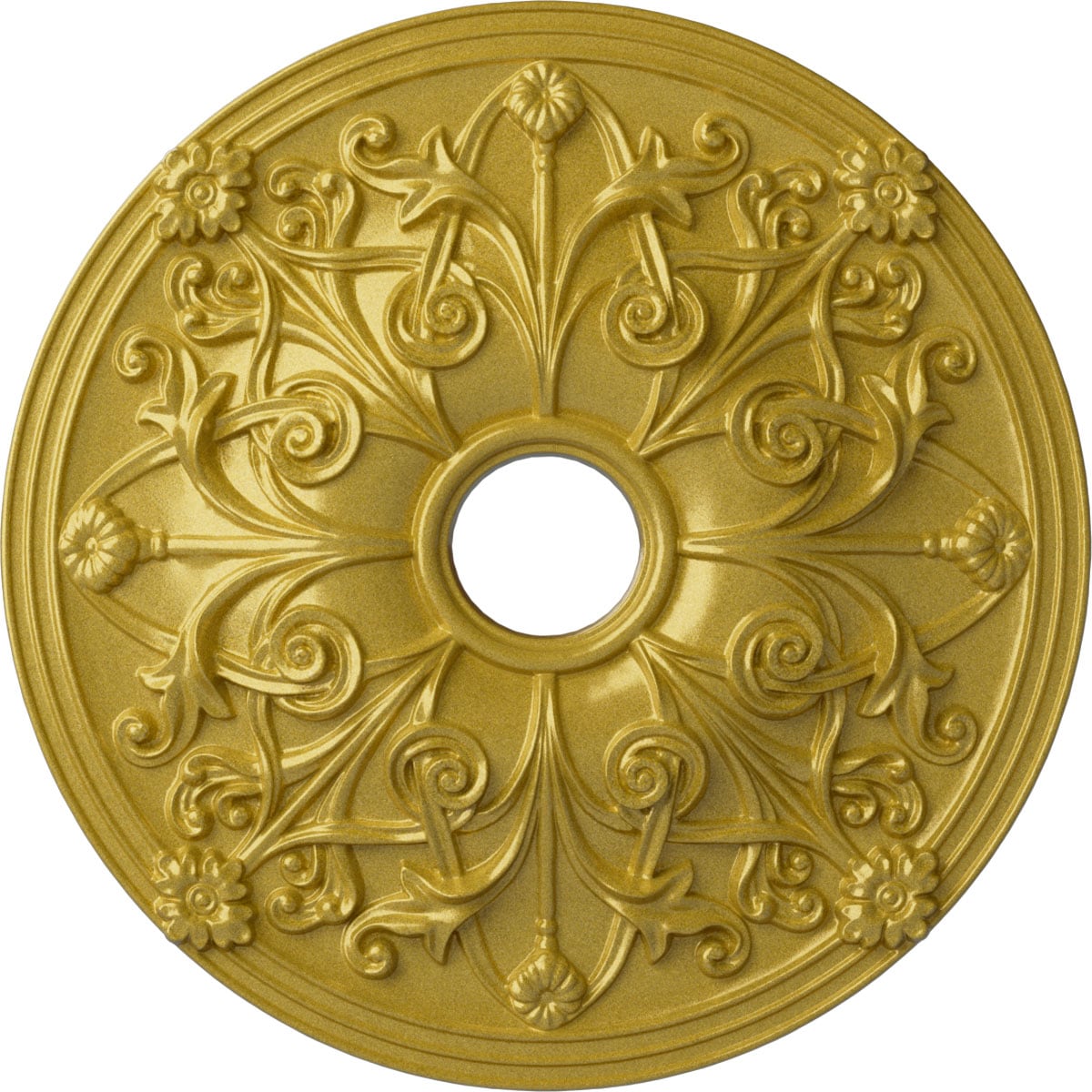 Ekena Millwork CM23JARGS Jamie 23.625-in W x 23.625-in L Painted Rich Gold Polyurethane Whole Ceiling Medallion