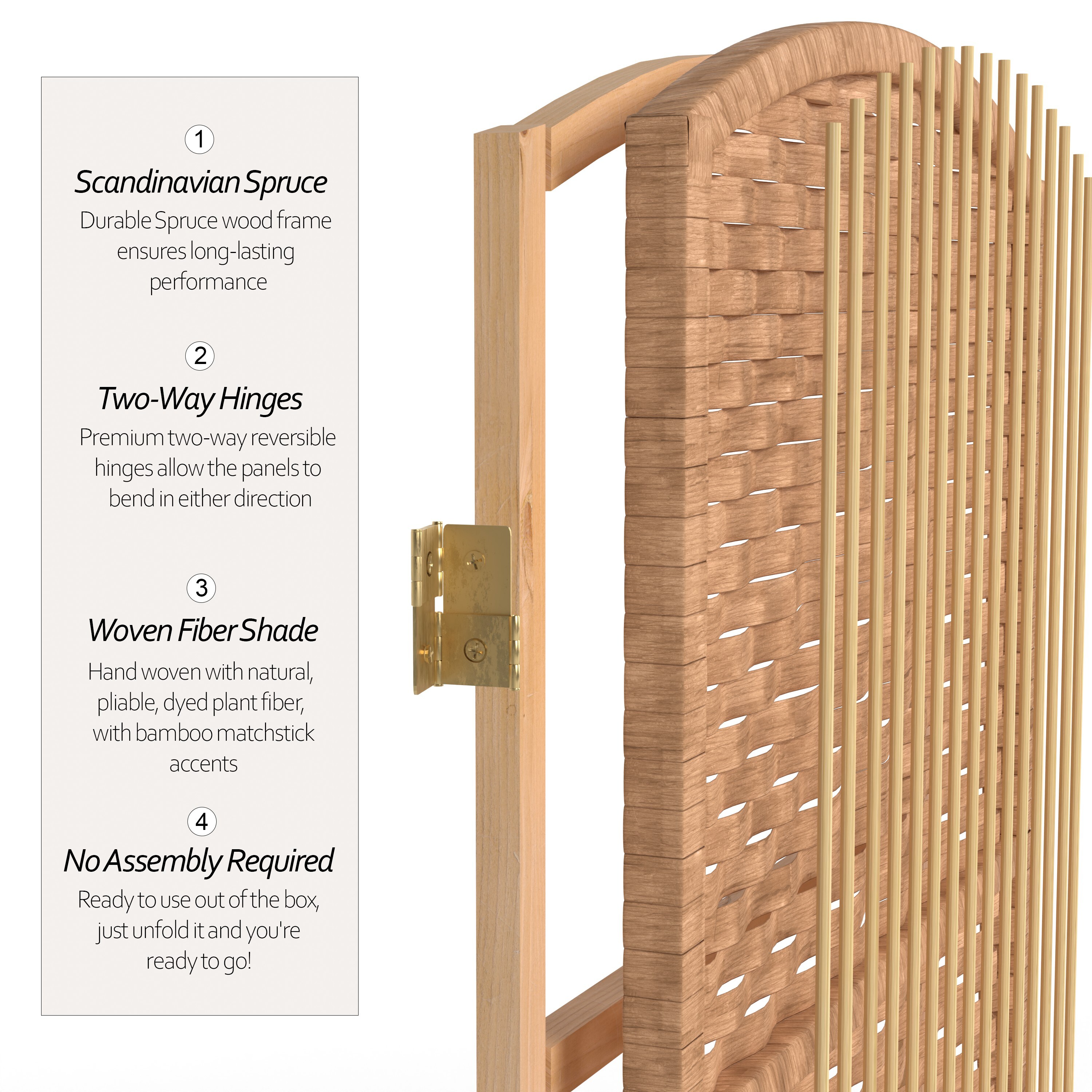 Oriental Furniture FB-OPDMND-4P-NAT Indoor-Privacy-Screens - View #5