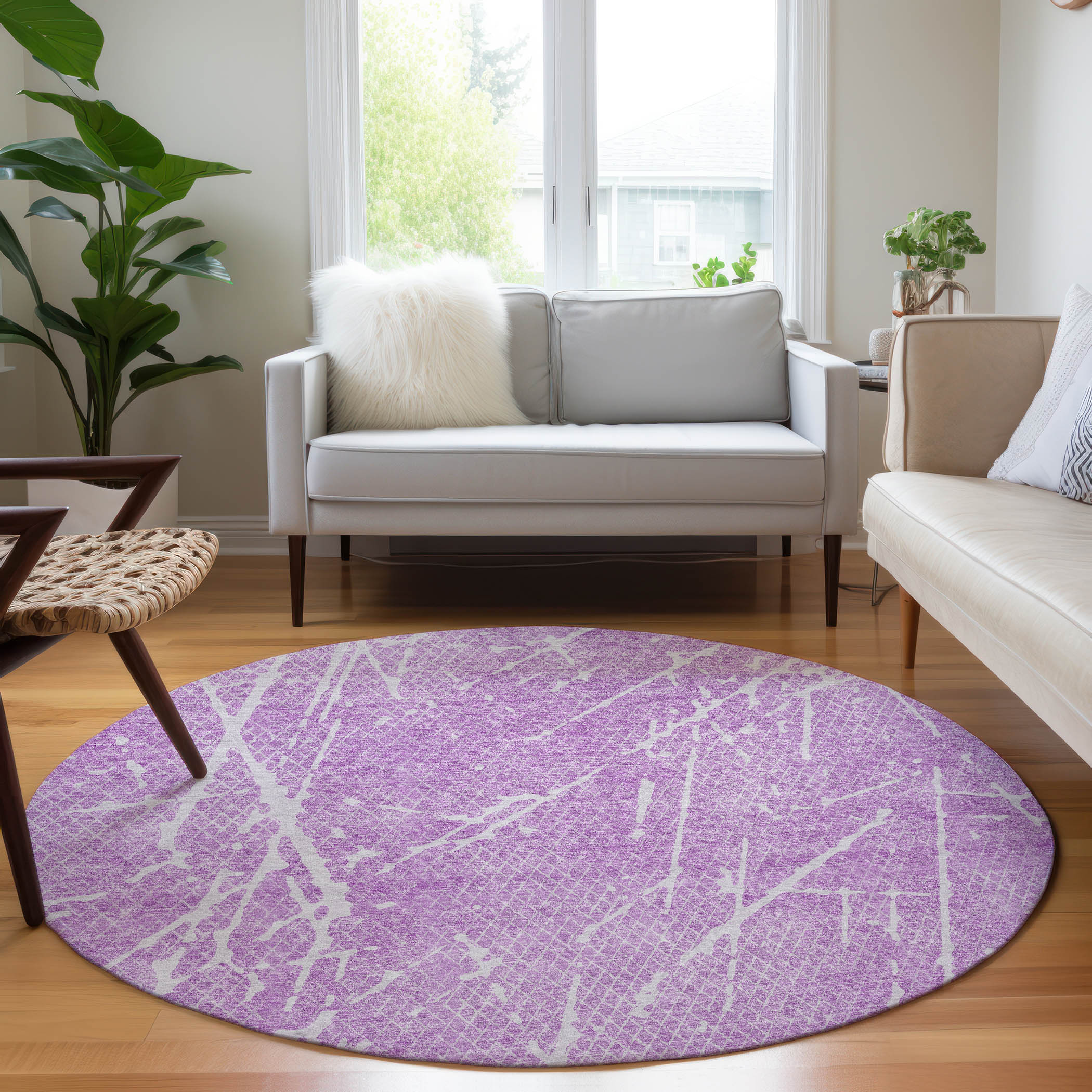 Addison Rugs ACN628LL8RO Chantille ACN628LL 8 x 8 (ft) Polyester Lilac Round Indoor/Outdoor Geometric Machine washable Area rug