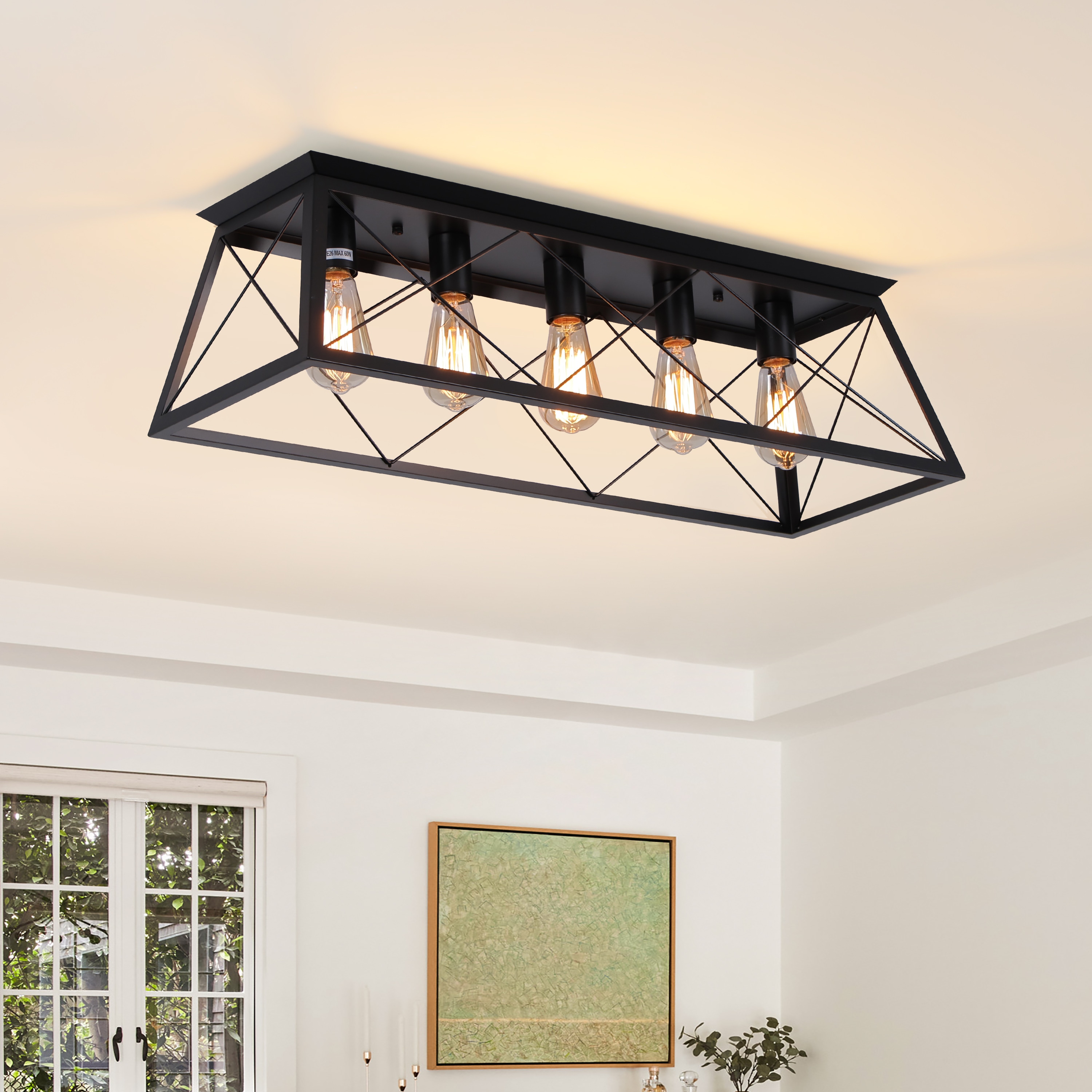 GoYeel ZC048BL05 5 -Light 31.5-in Black Flush Mount Light