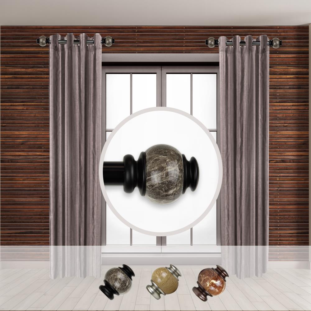 Hart & Harlow LO-SIDE100-25-2 Gordon 1-in 12-in to 20-in Black Steel Side curtain rod with Finials