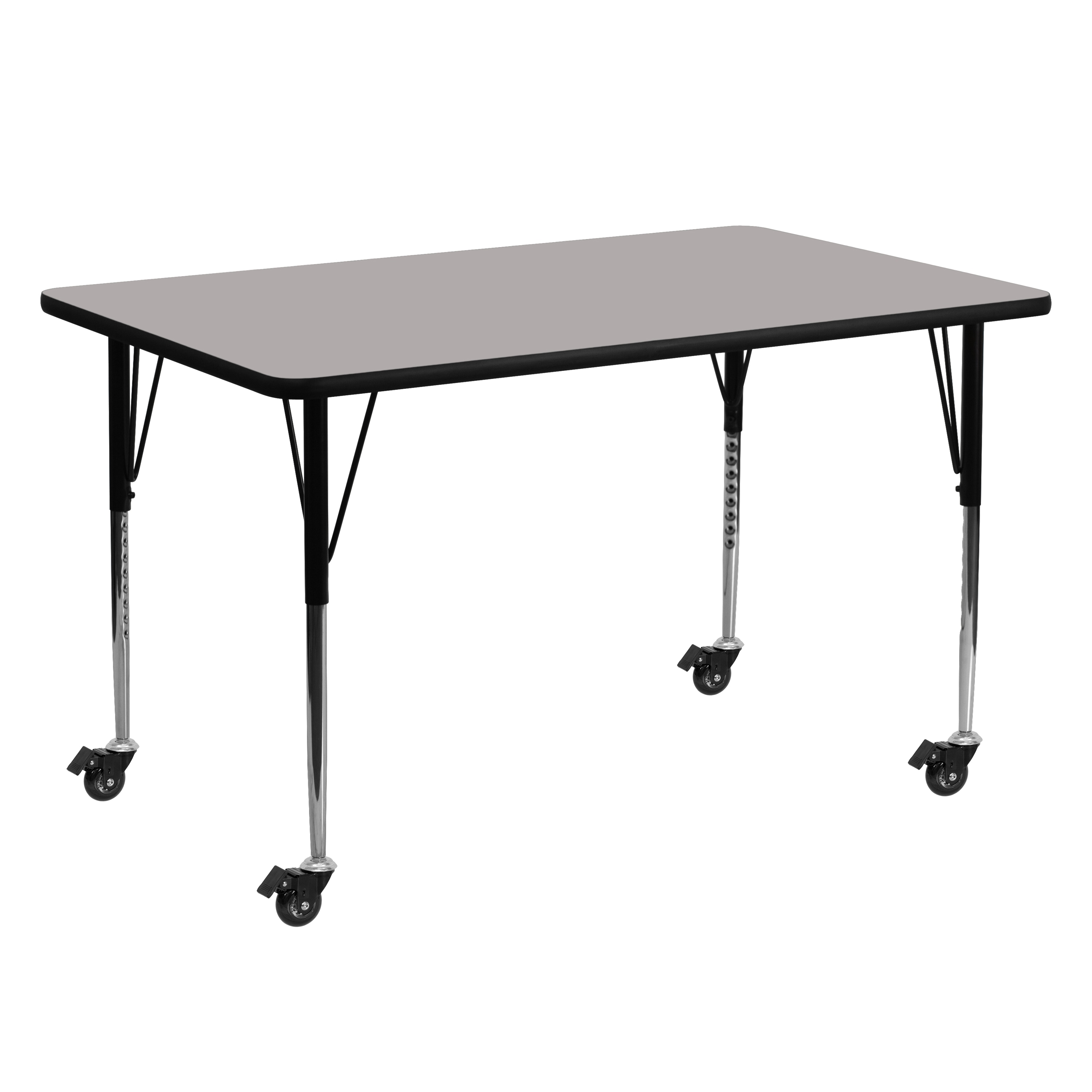 Emma + Oliver Mobile 24x60 Grey HP Laminate Adjustable Activity Table