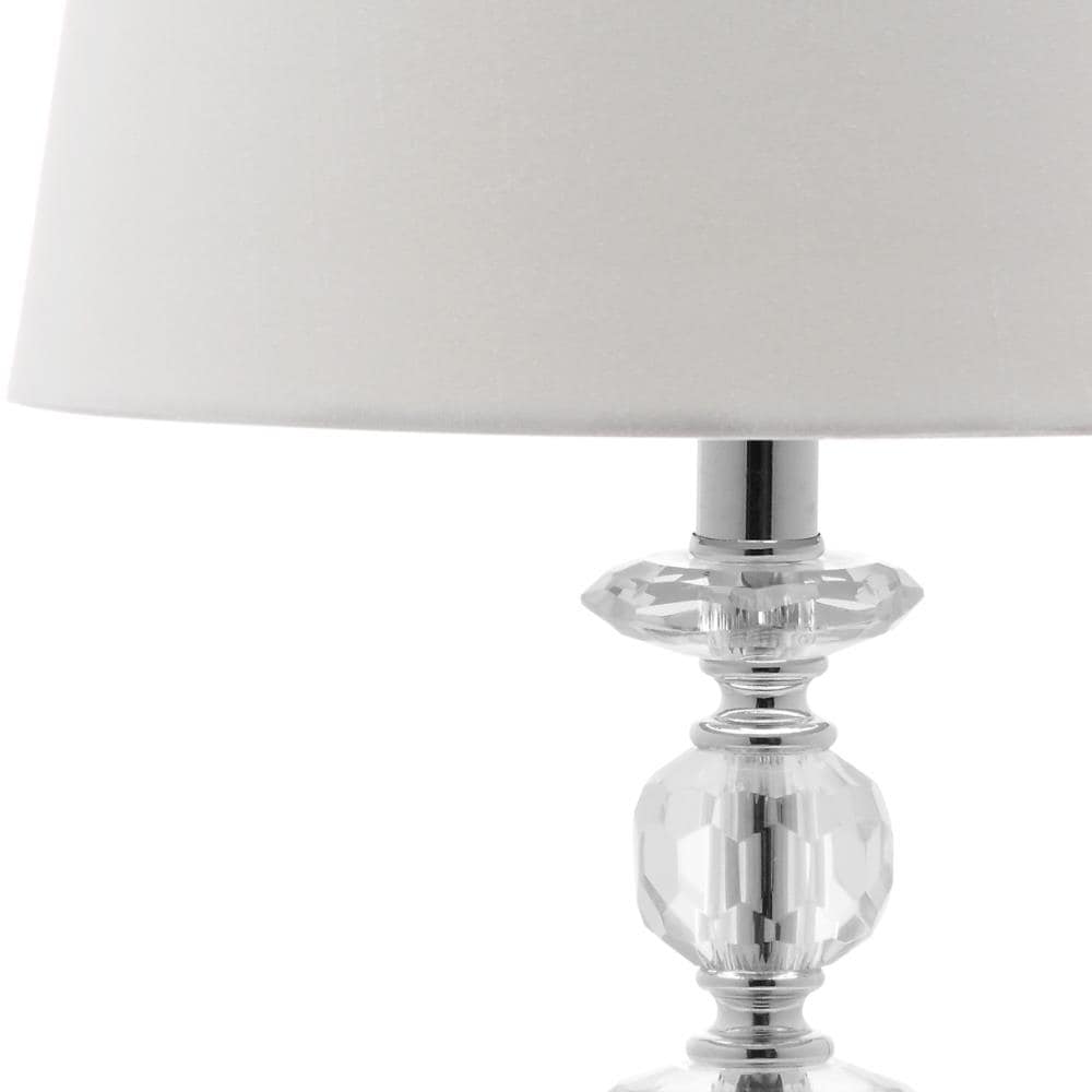 Elegant Derry Crystal Orb Table Lamp Set, Transparent with White Shade