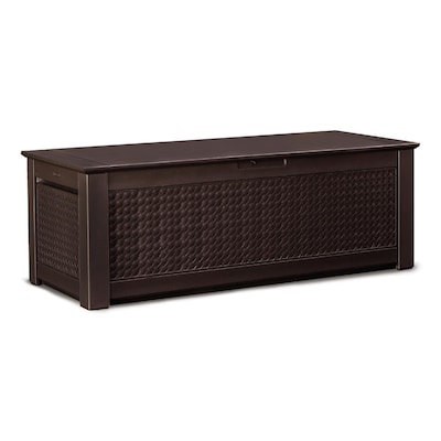 Rubbermaid 65-in L x 28.5-in 136-Gallon Dark Basketweave Plastic Deck Box  in the Deck Boxes department at