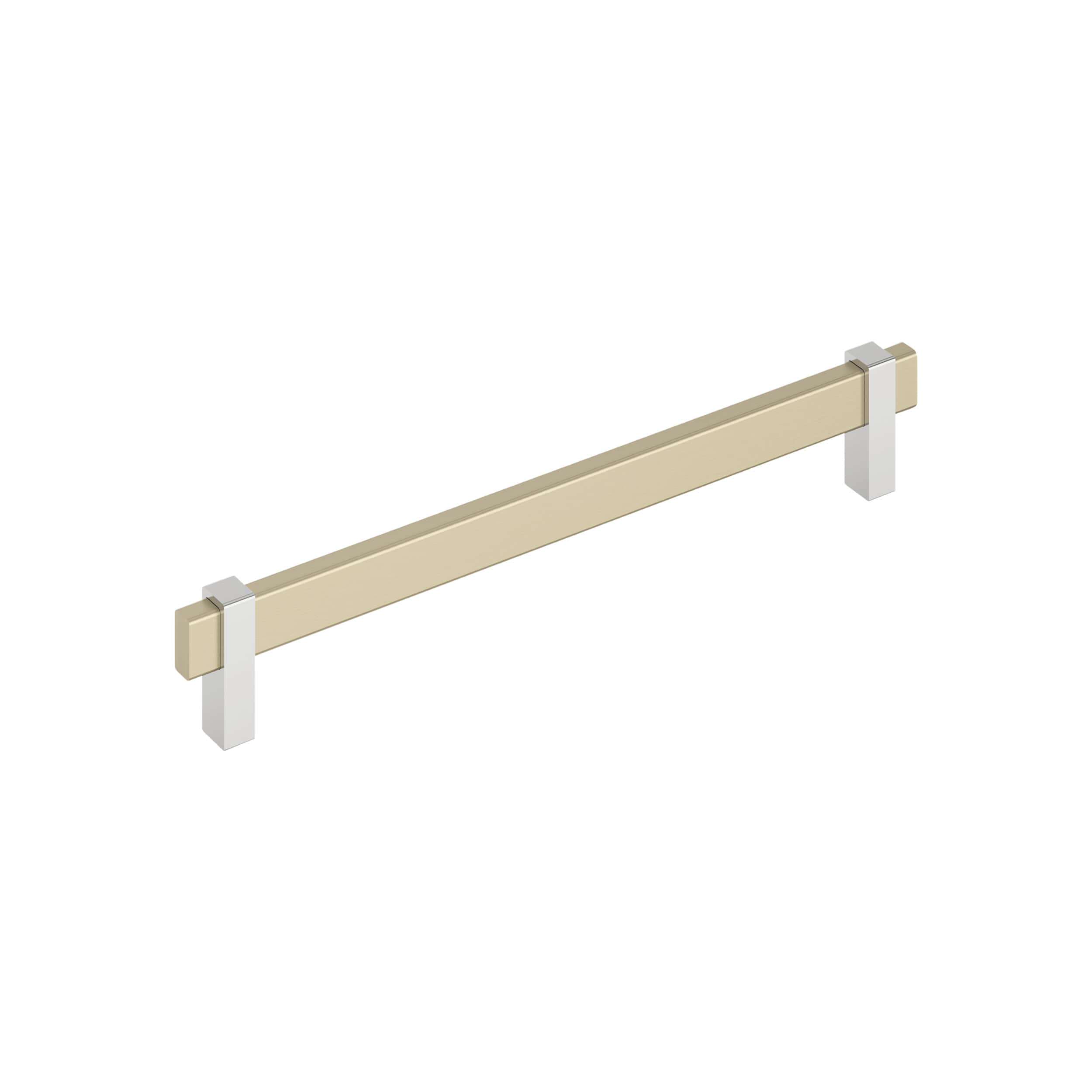 8-13/16 inch Golden Champagne and Polished Chrome Bar Cabinet Pull