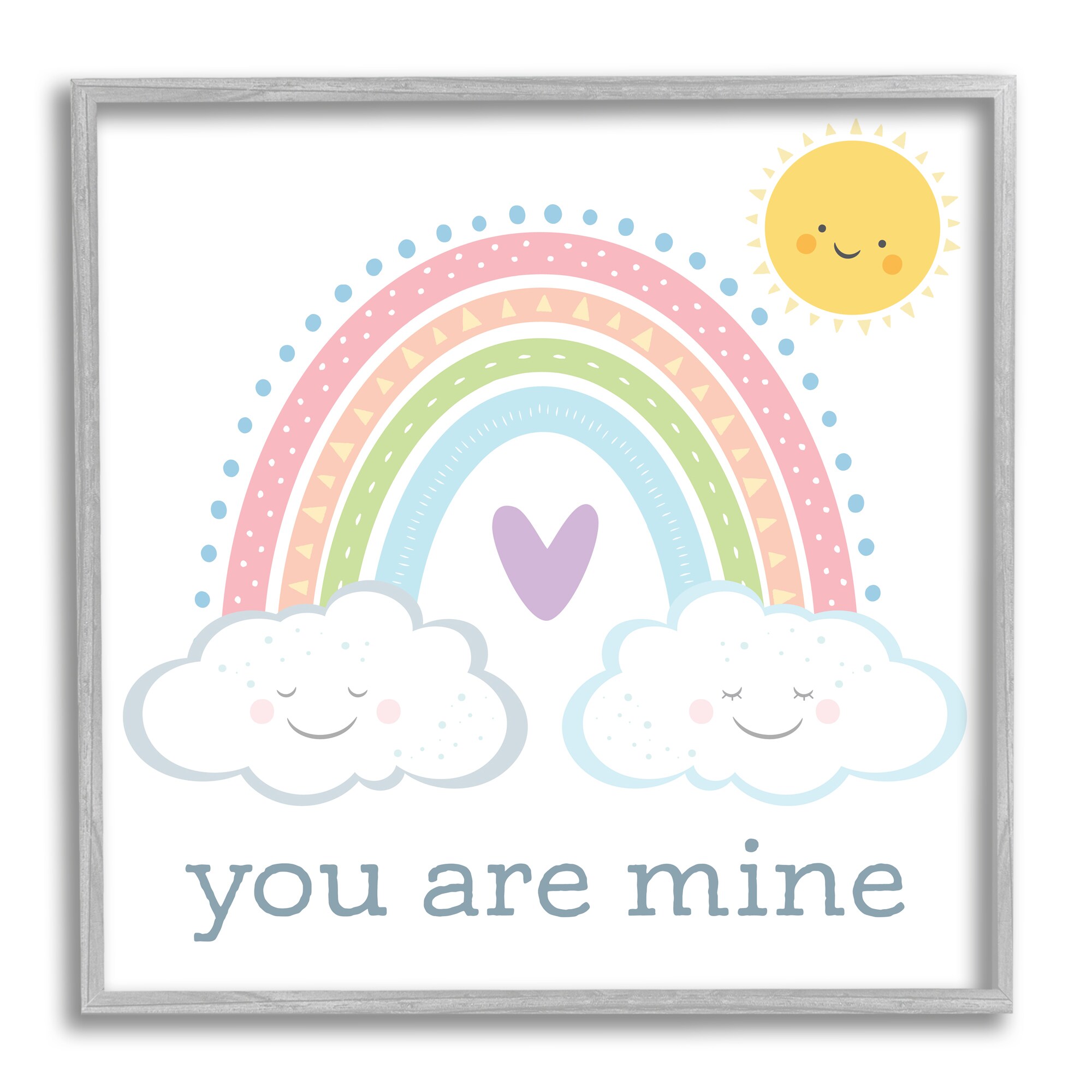 Stupell Industries AF-353-GFF-17X17 You Are Mine Expression Smiling Cloud Sun Rainbow Ae Design Framed 17-in H x 17-in W Inspirational Print