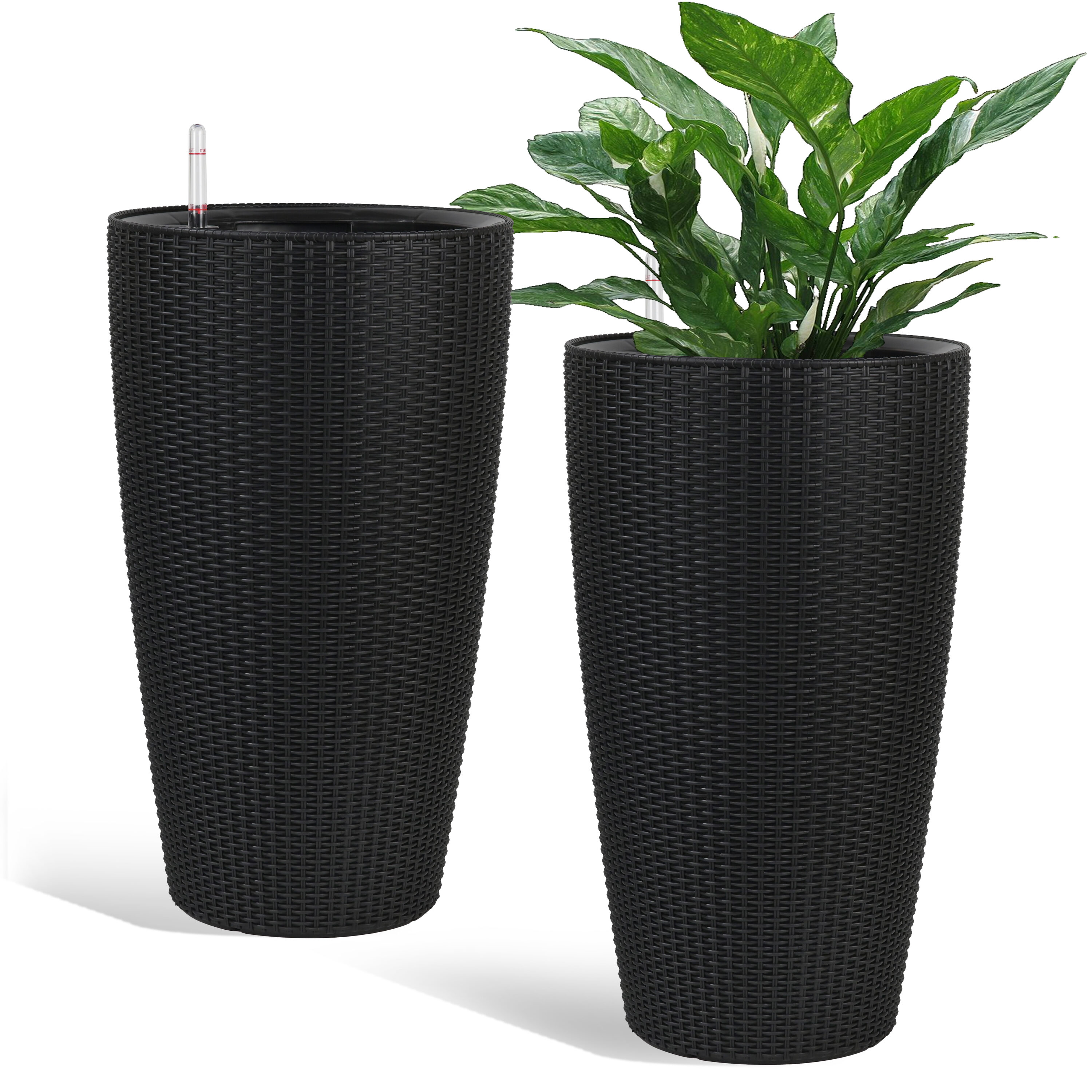 Damerin AGOP-POT12 Round 12.8-in W Small Black Plastic Contemporary/Modern Indoor/Outdoor Planter Stand Included