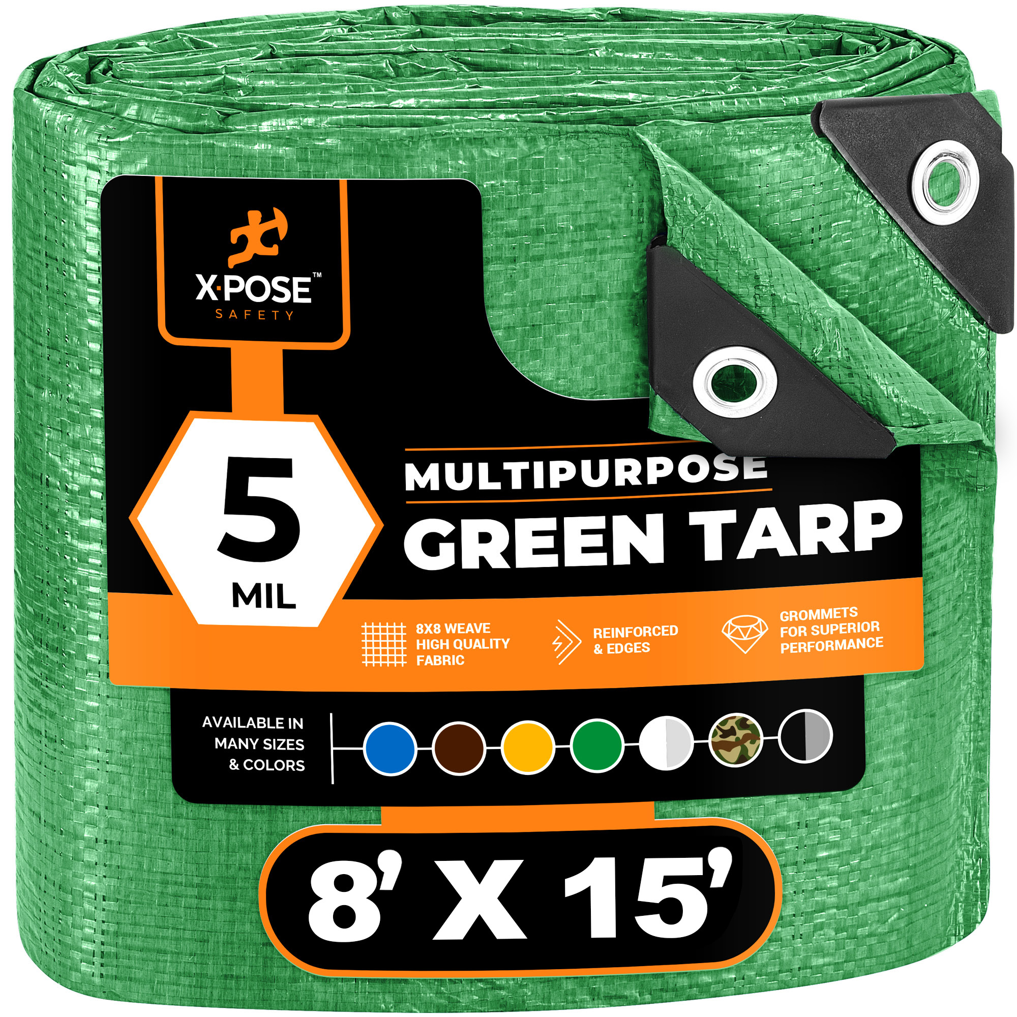 XPOSE SAFETY GT-815-X 8-ft x 15-ft Green Water resistant Commercial Polyethylene 5-mil Tarp