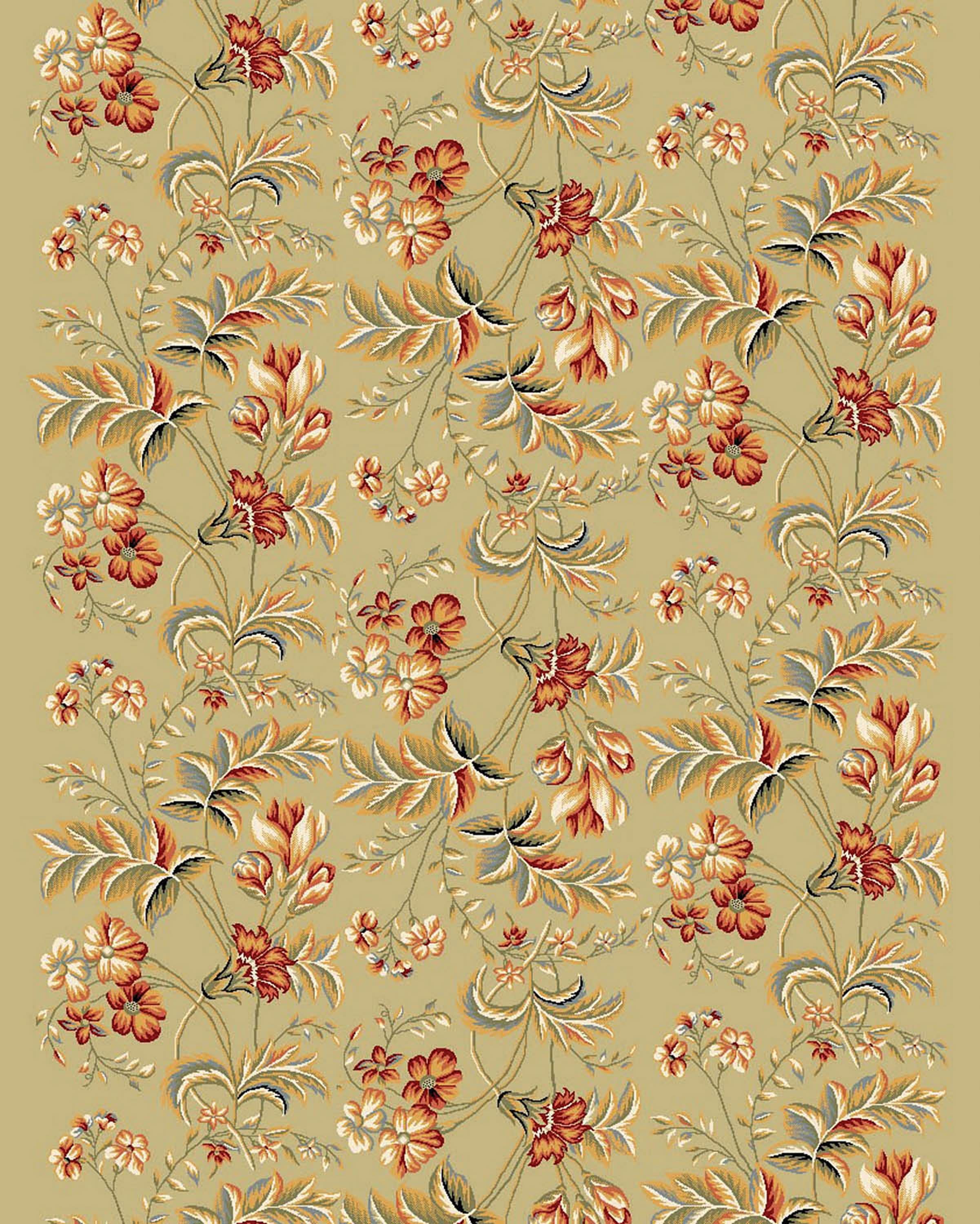 Sage Floral 9' x 12' Stain-Resistant Synthetic Area Rug