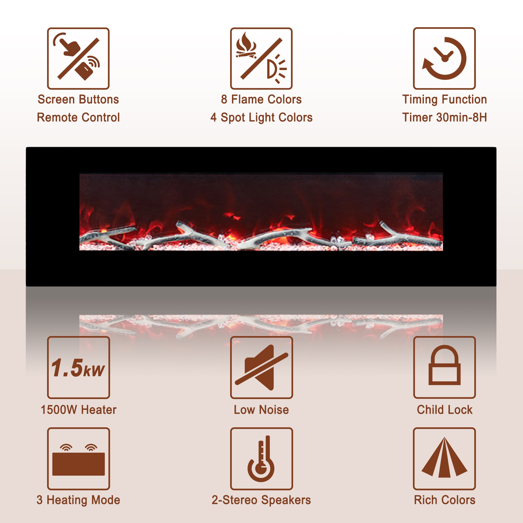 Mondawe WF-ZHX-BS-60 Electric-Fireplaces - View #9
