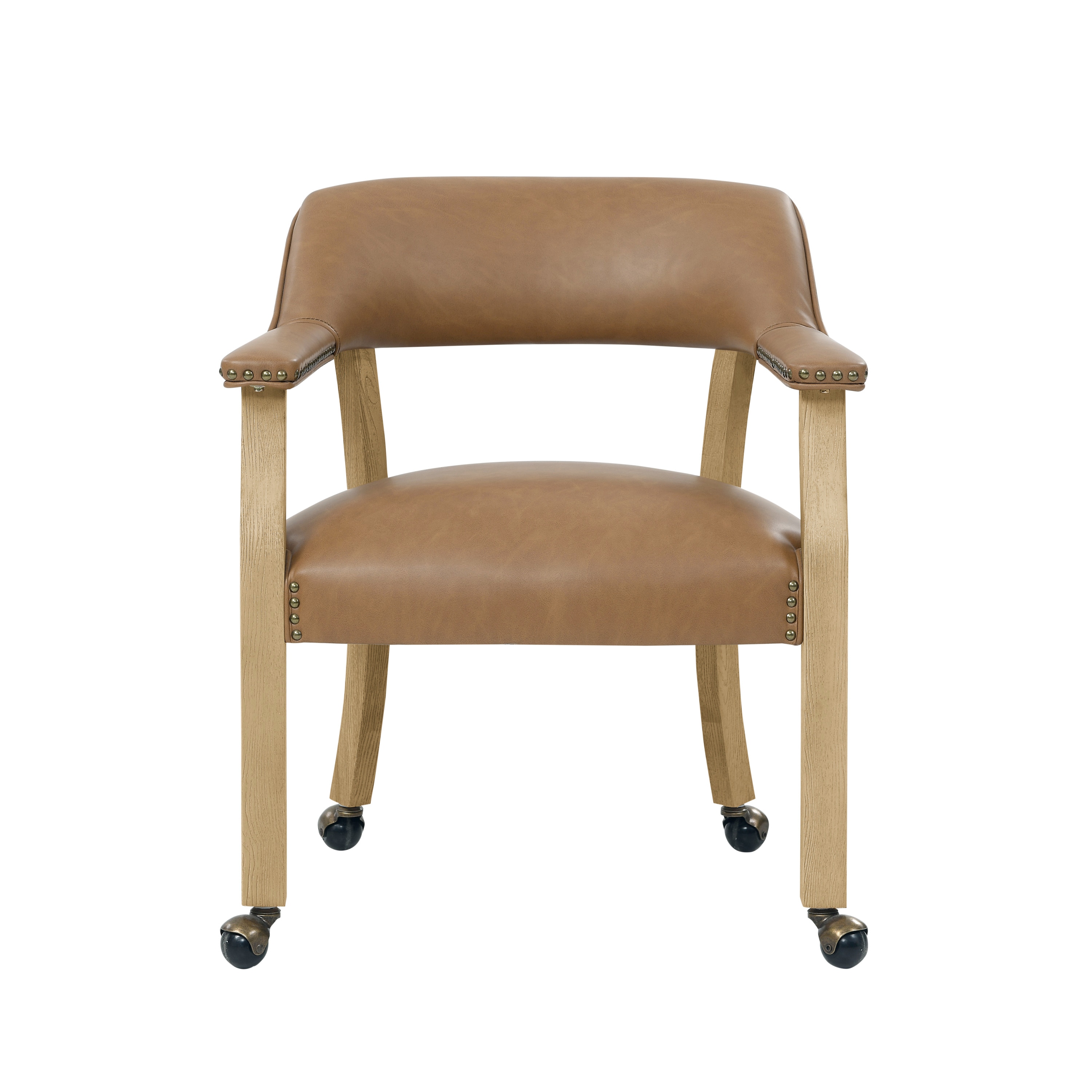 Steve Silver RL500ACN  Rylie Vegan Leather Dining Arm Chairs with Castors Camel