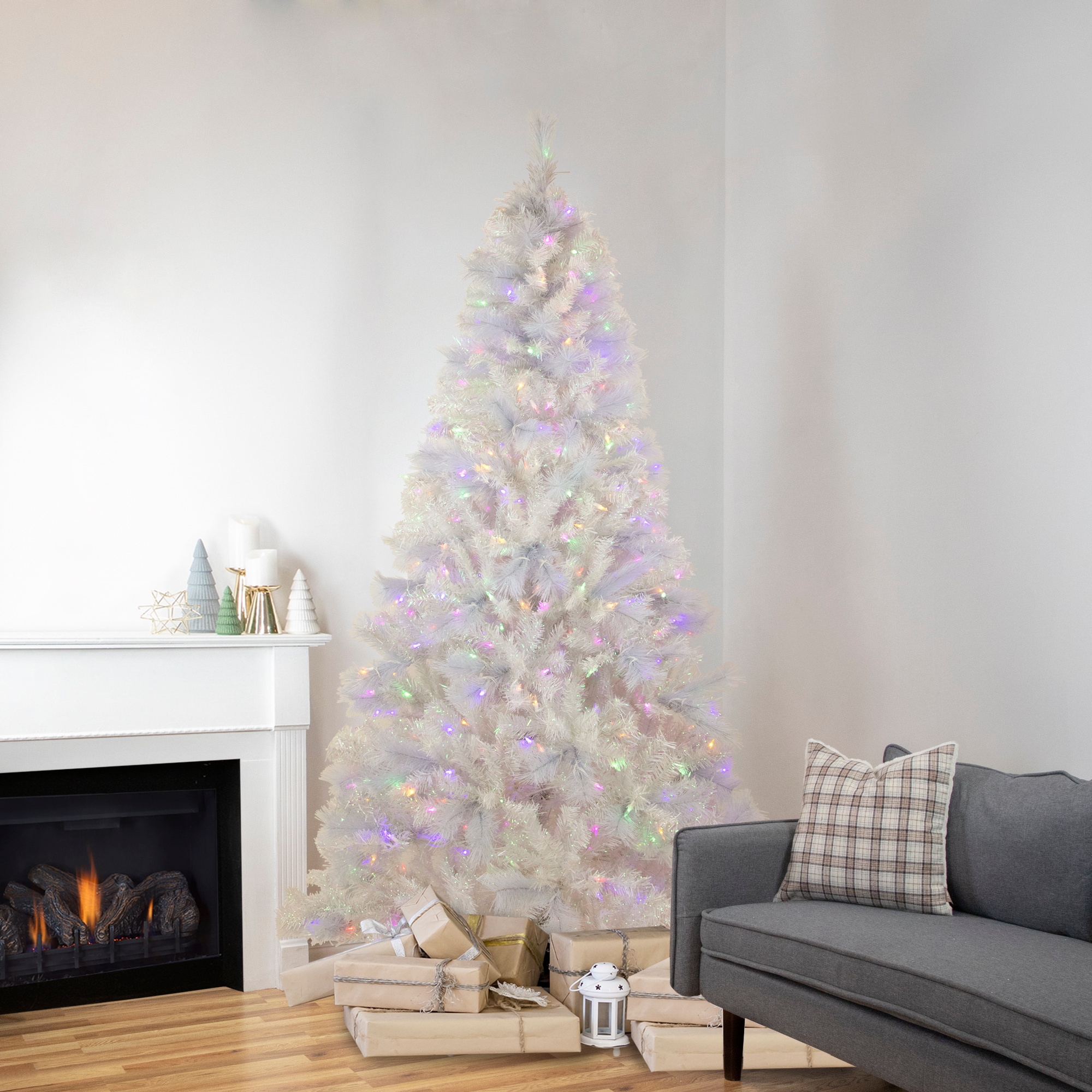 Northlight 6.5-ft Spruce Pre-lit White Artificial Christmas Tree with ...