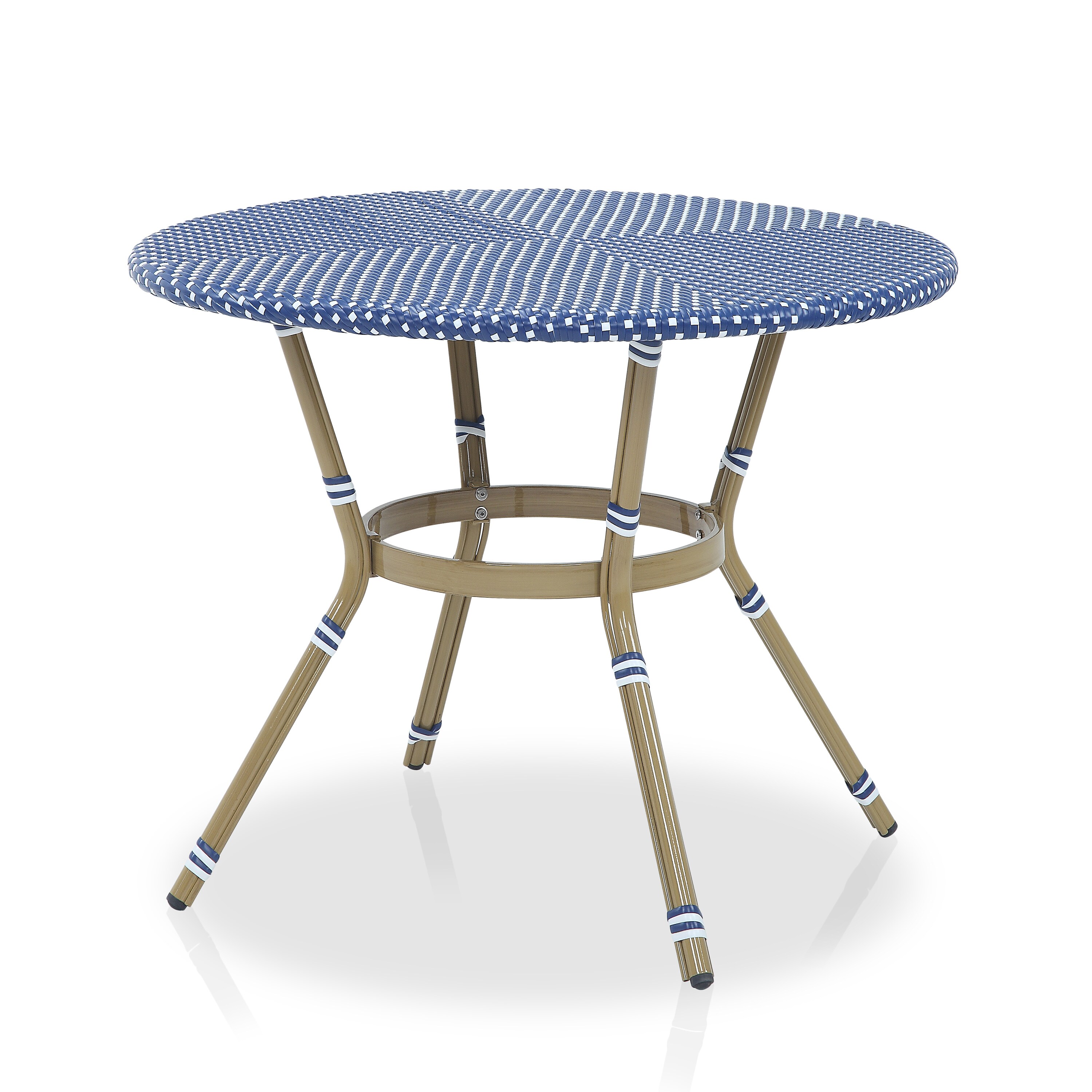 Furniture of America Round Wicker Outdoor Dining Table 39.38-in W x 39.