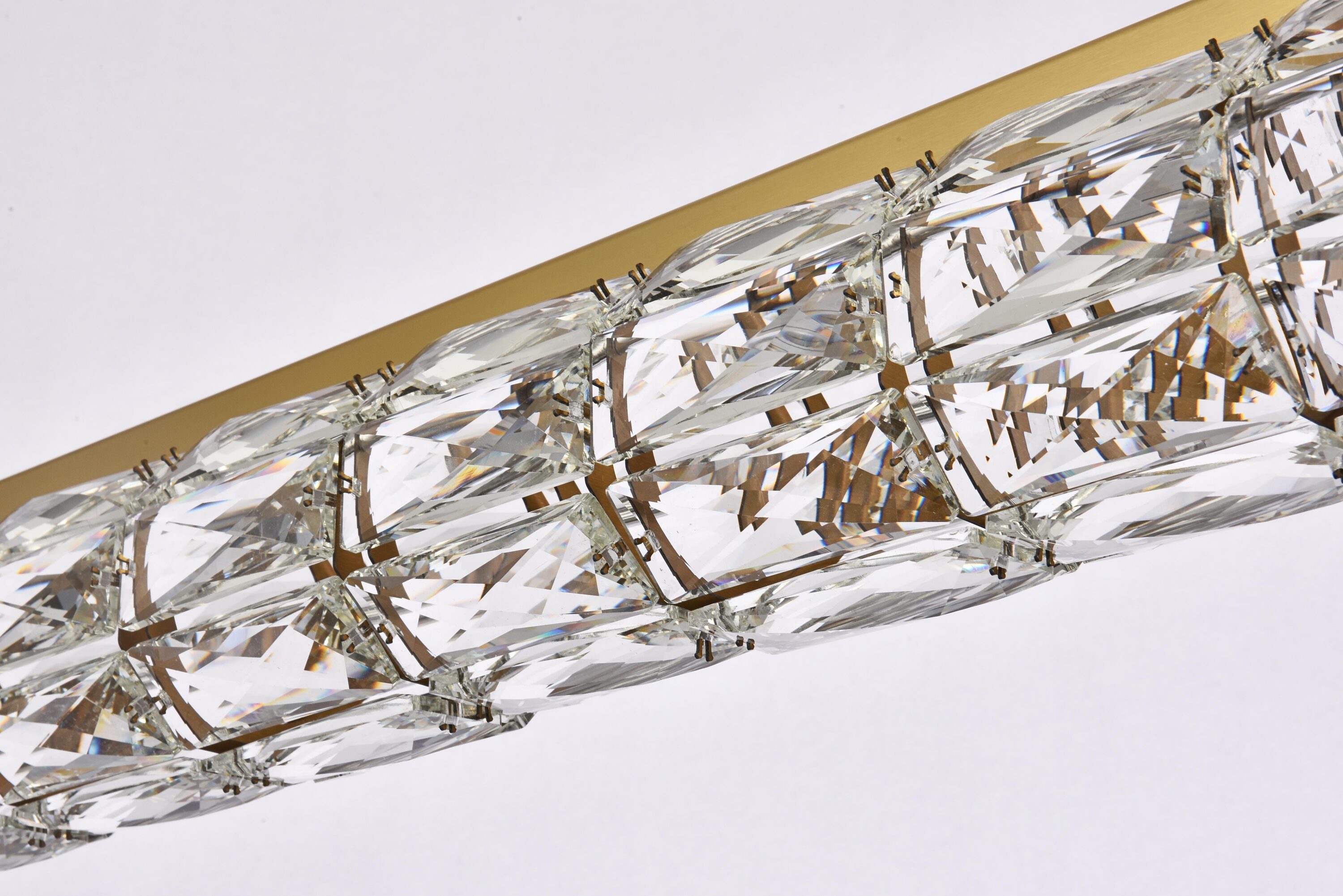 Gold and Clear Crystal LED Linear Pendant Light