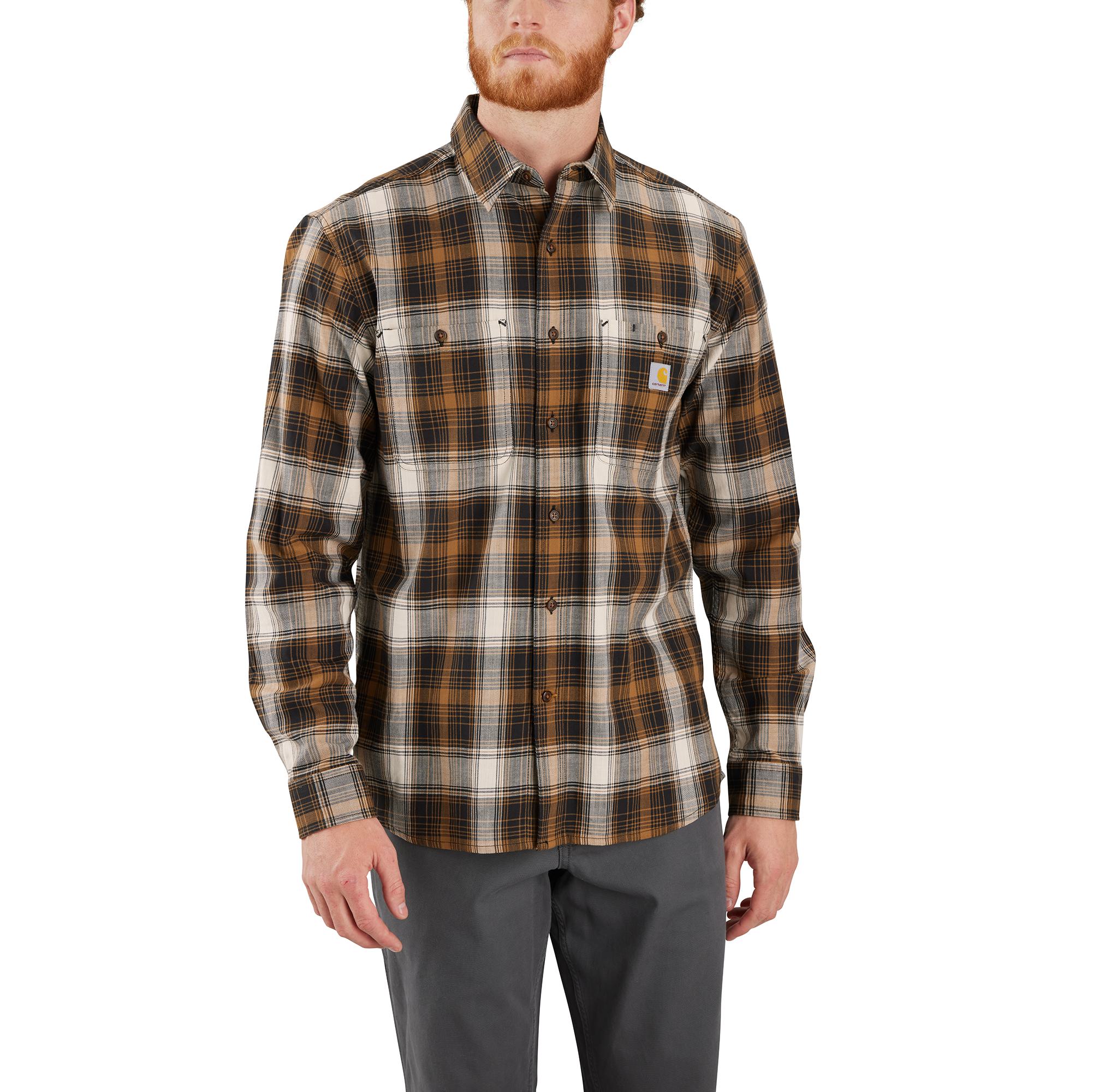 Carhartt 106357-N04LREG Men's Black Twill Long sleeve Button-down shirt ( Large )